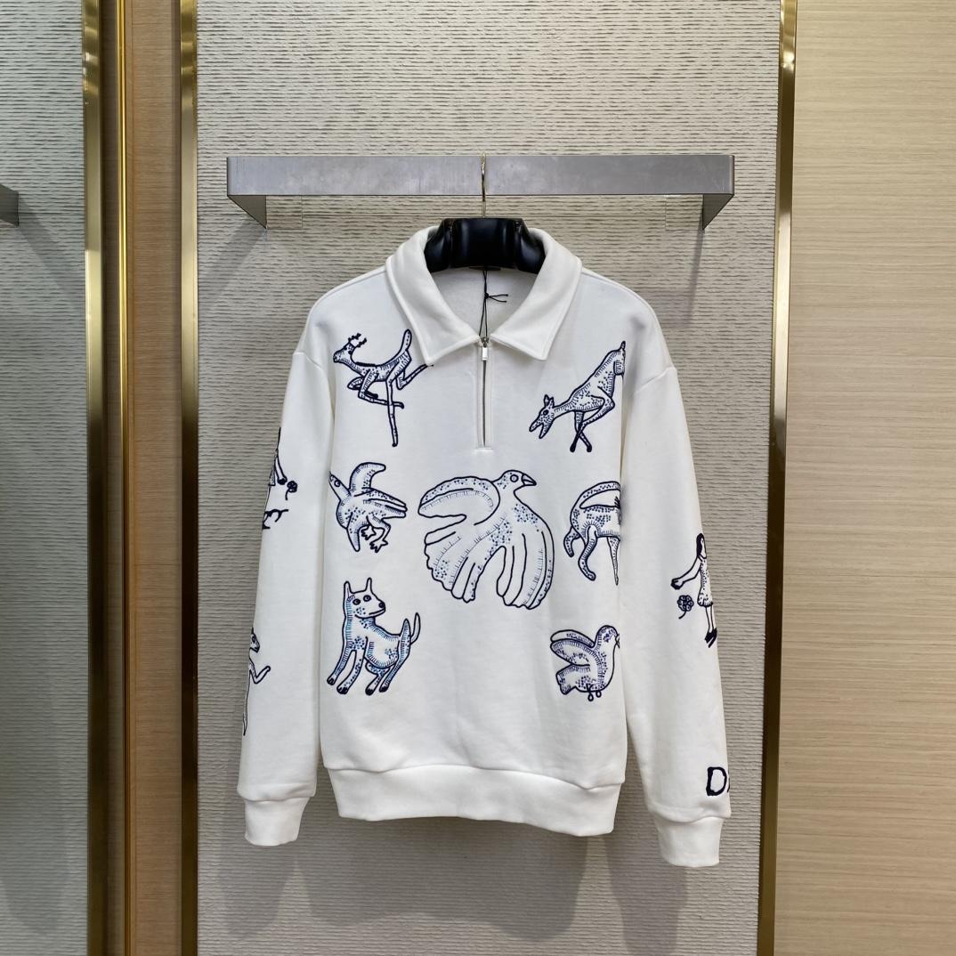 Dior Sweatshirt With Zipped Collar  - EUR FASHION