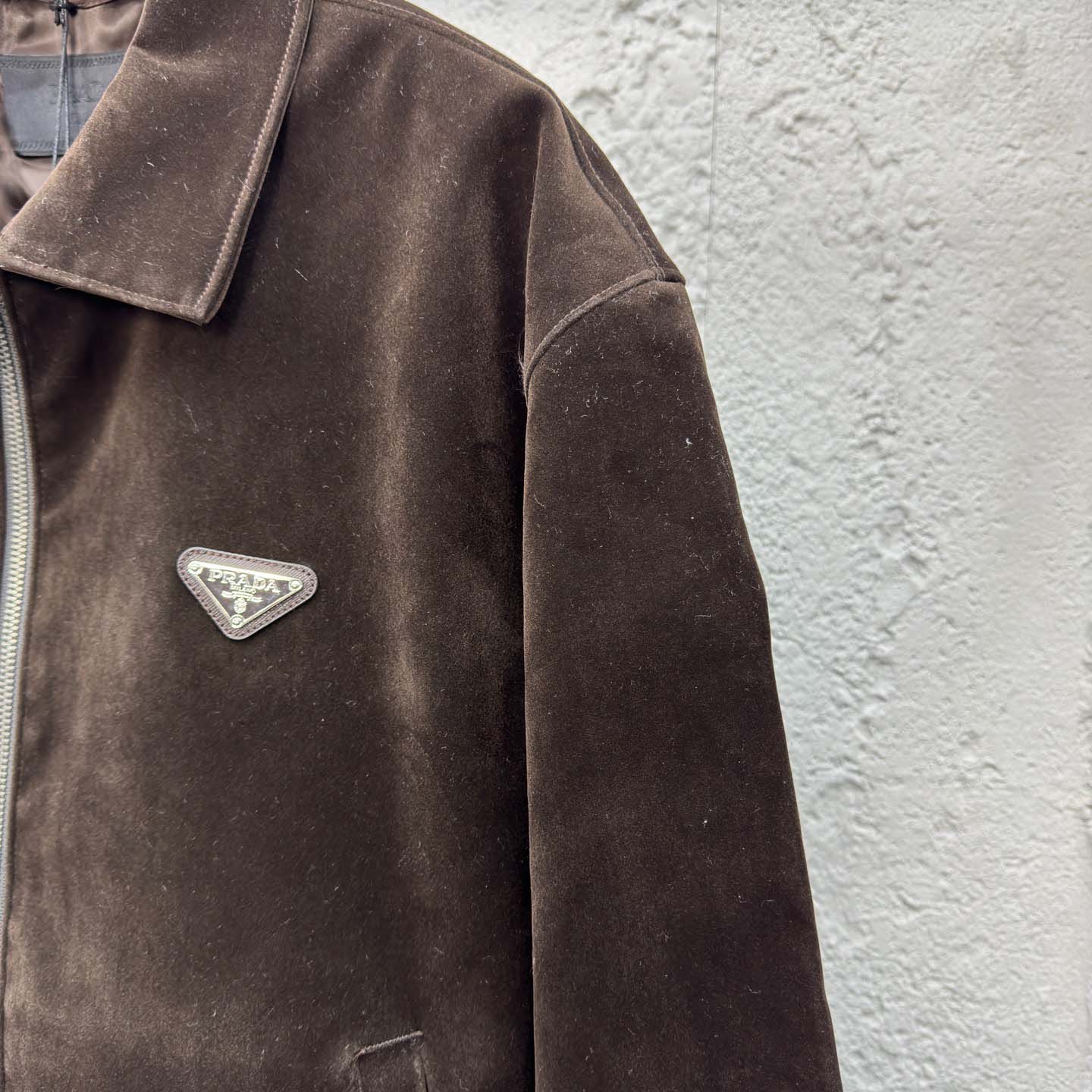 Prada Triangle-logo Velvet Blouson Jacket - EUR FASHION