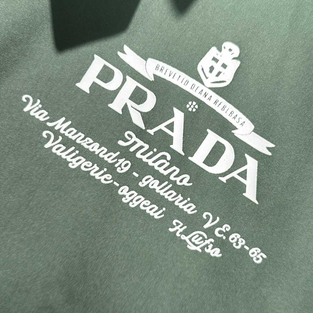 Prada Logo Print Zip Jacket Green - EUR FASHION