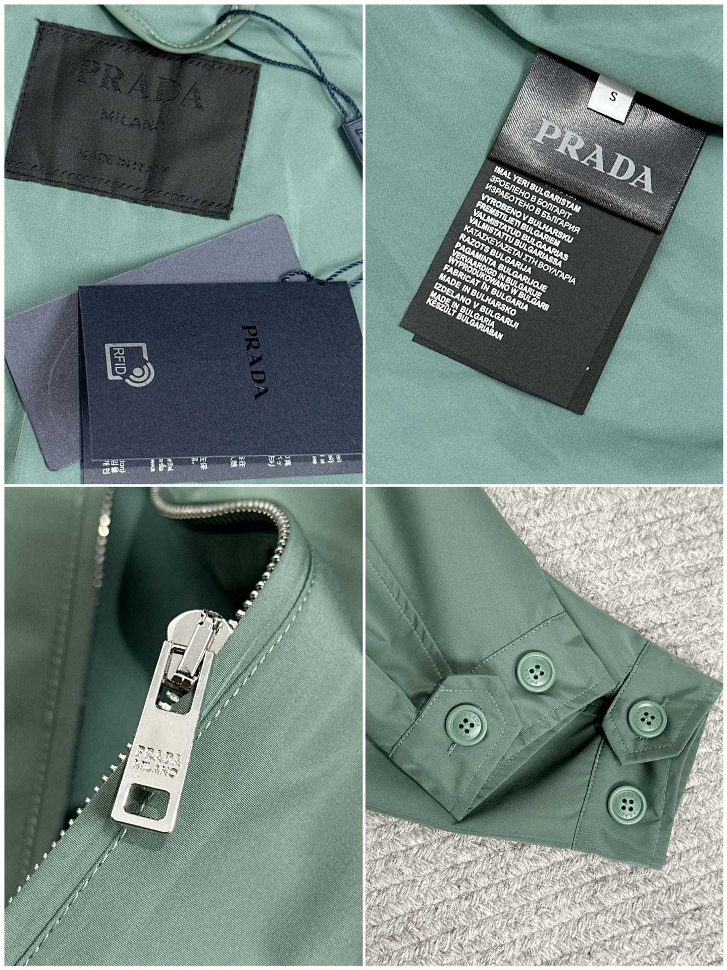 Prada Logo Print Zip Jacket Green - EUR FASHION
