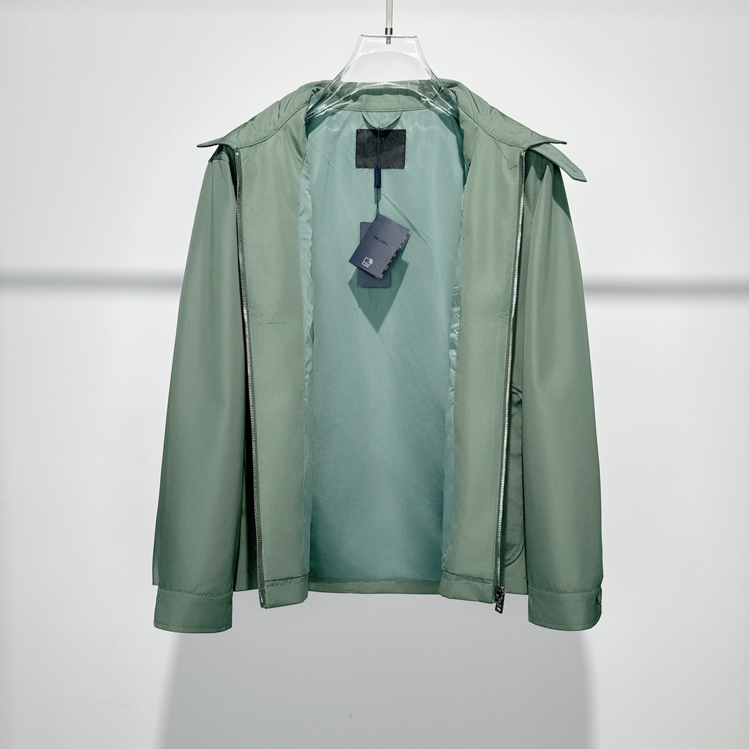 Prada Logo Print Zip Jacket Green - EUR FASHION