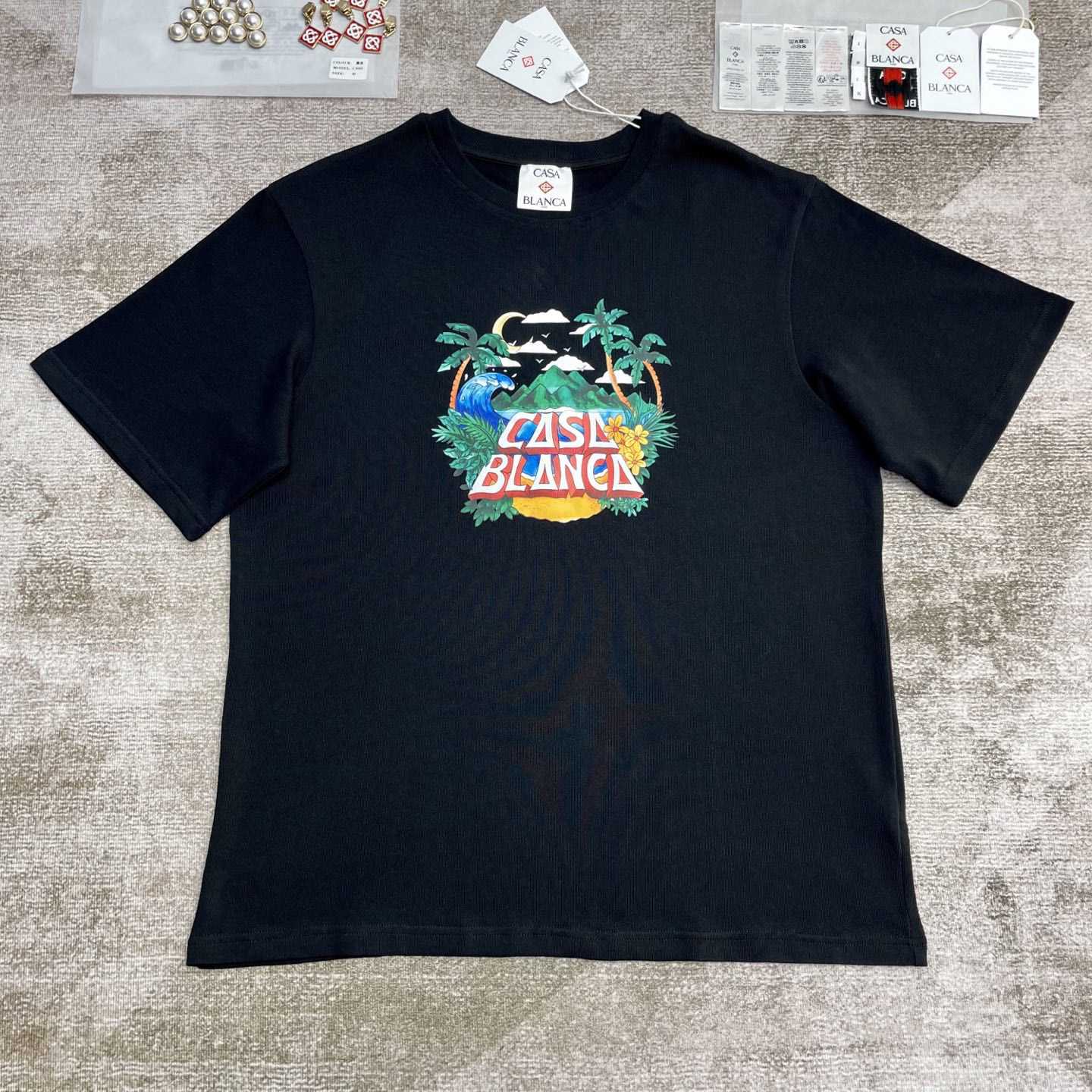 Casablanca Black 'Casa' Beach Wave T-Shirt   C990 - EUR FASHION