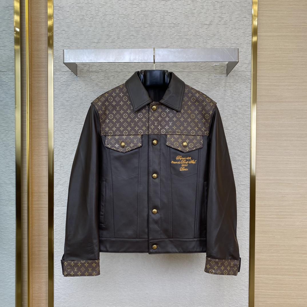 Louis Vuitton Embellished Leather Trucker Jacket  1AHBYF - EUR FASHION