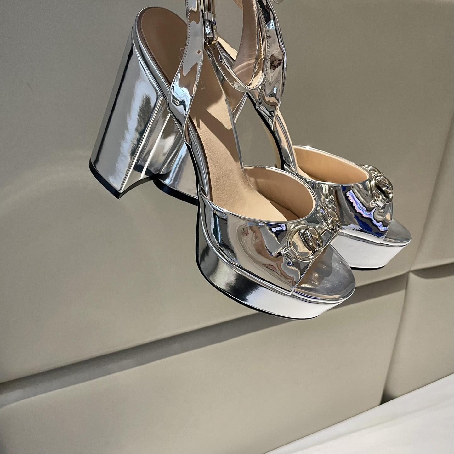 Gucci Silver Leather Sandals    11cm - EUR FASHION
