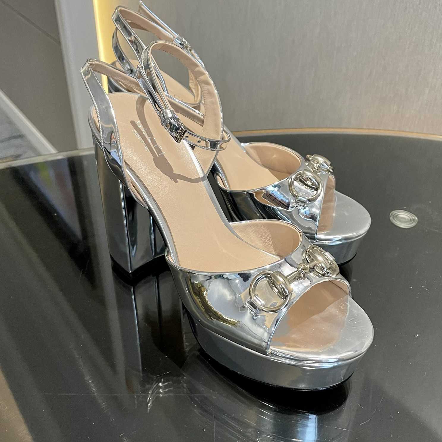 Gucci Silver Leather Sandals    11cm - EUR FASHION