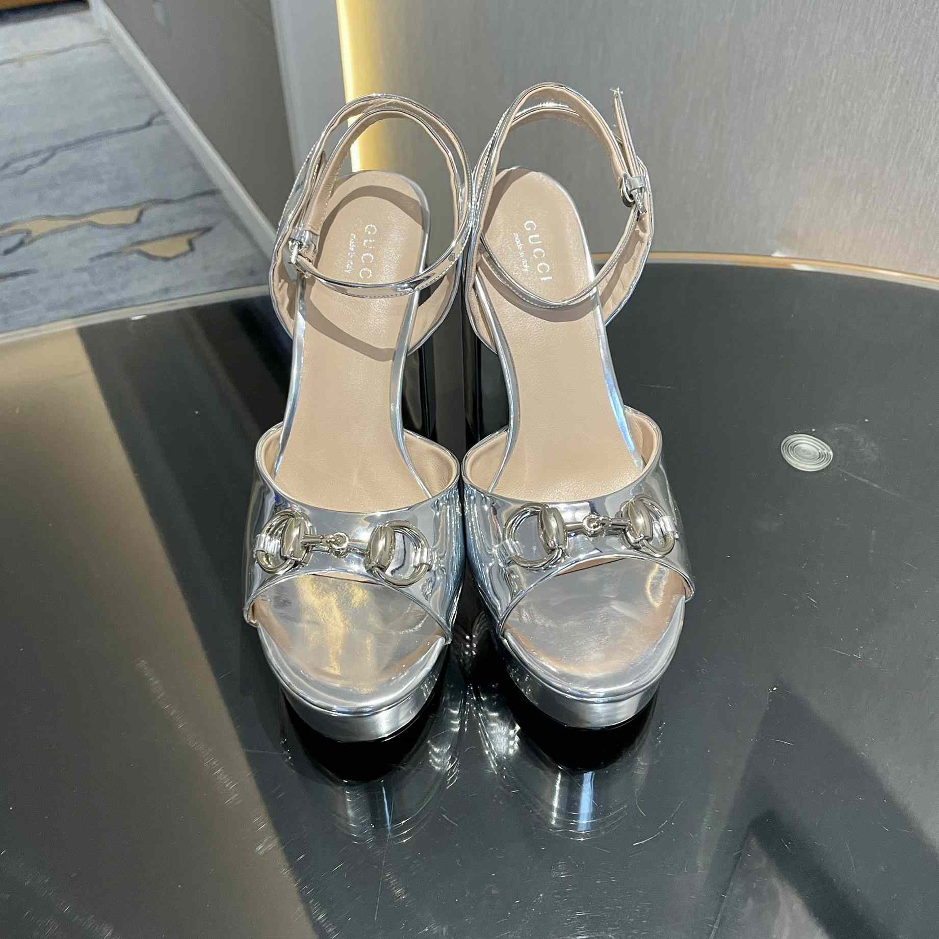 Gucci Silver Leather Sandals    11cm - EUR FASHION