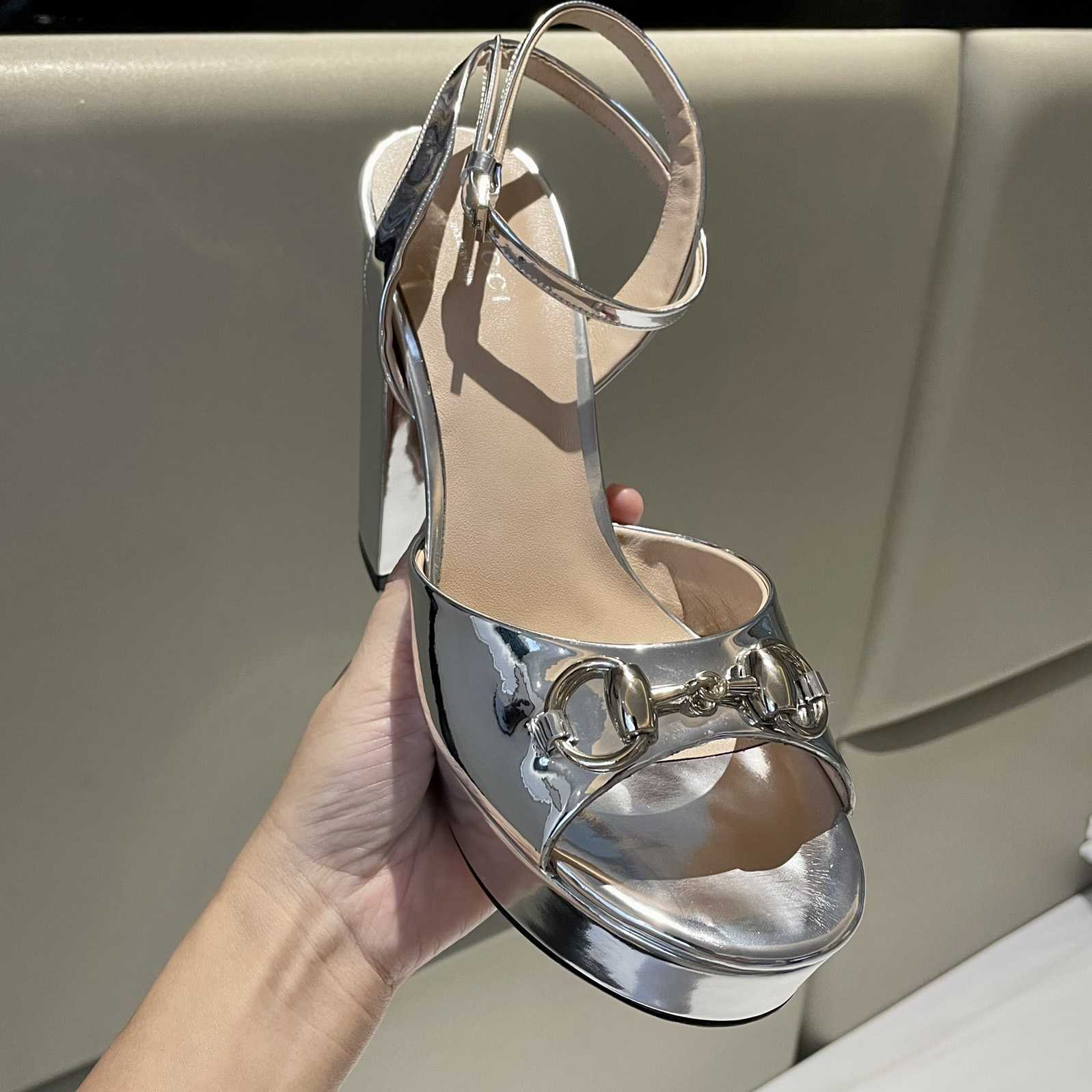 Gucci Silver Leather Sandals    11cm - EUR FASHION