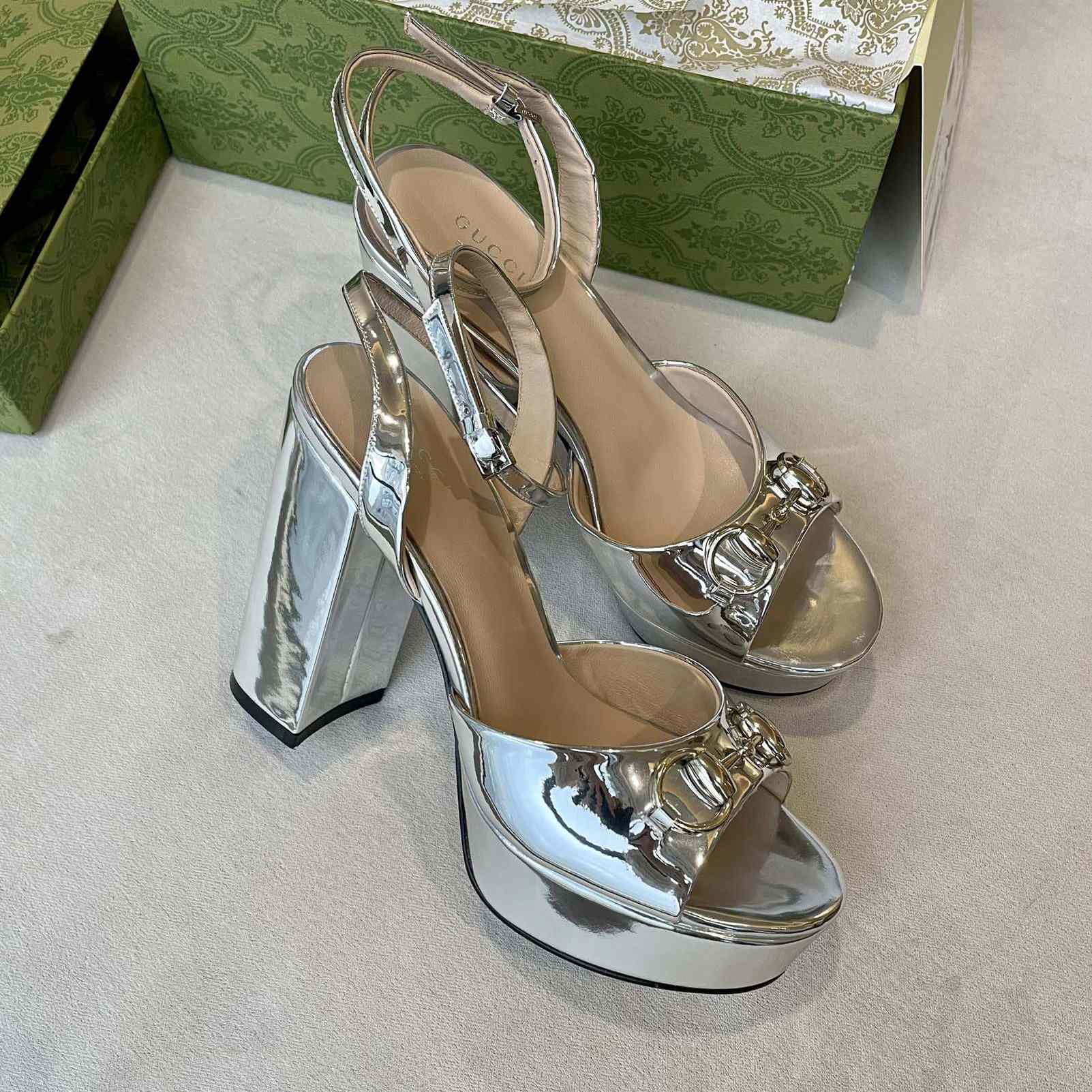 Gucci Silver Leather Sandals    11cm - EUR FASHION