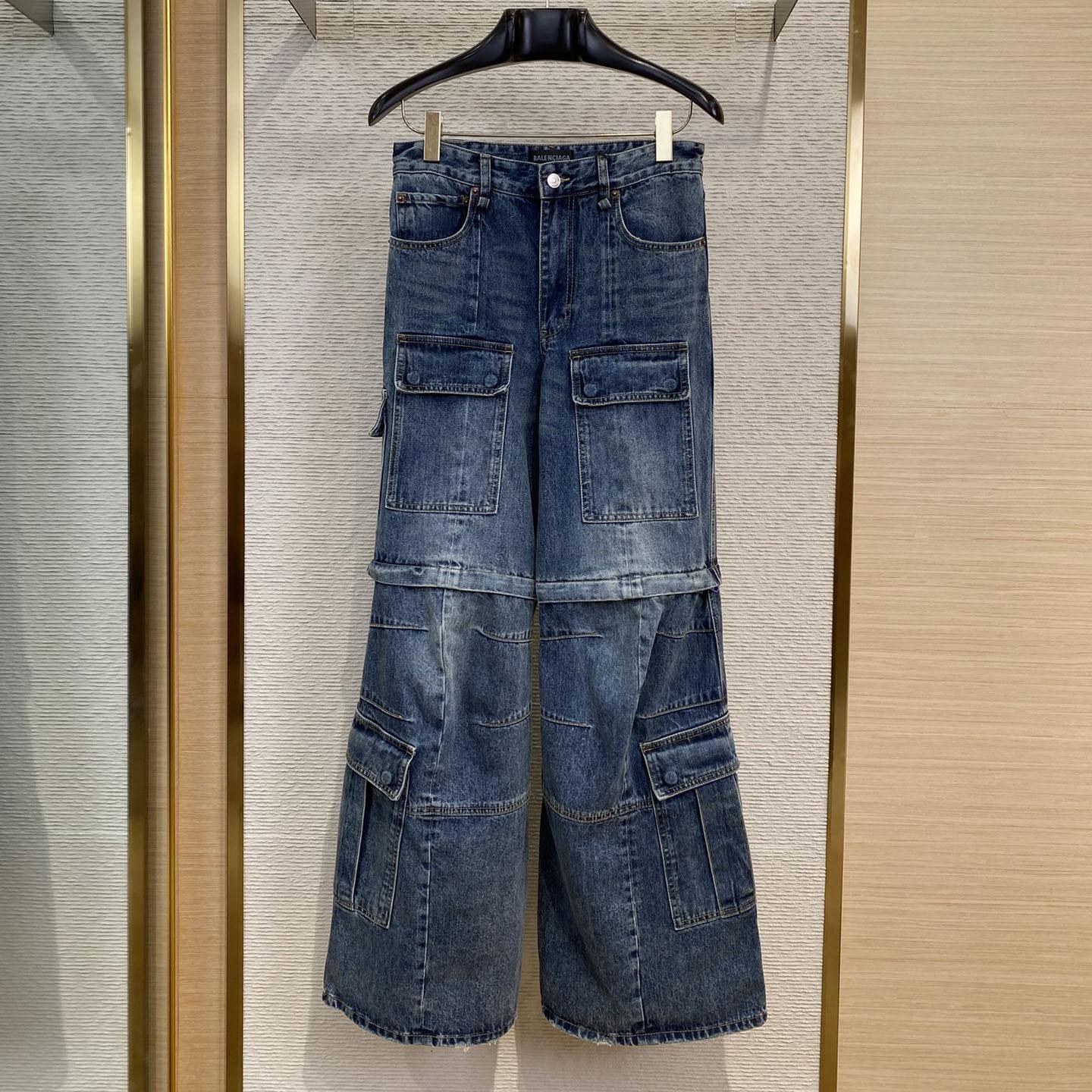 Balenciaga Flared Cargo Pants In Dark Blue - EUR FASHION