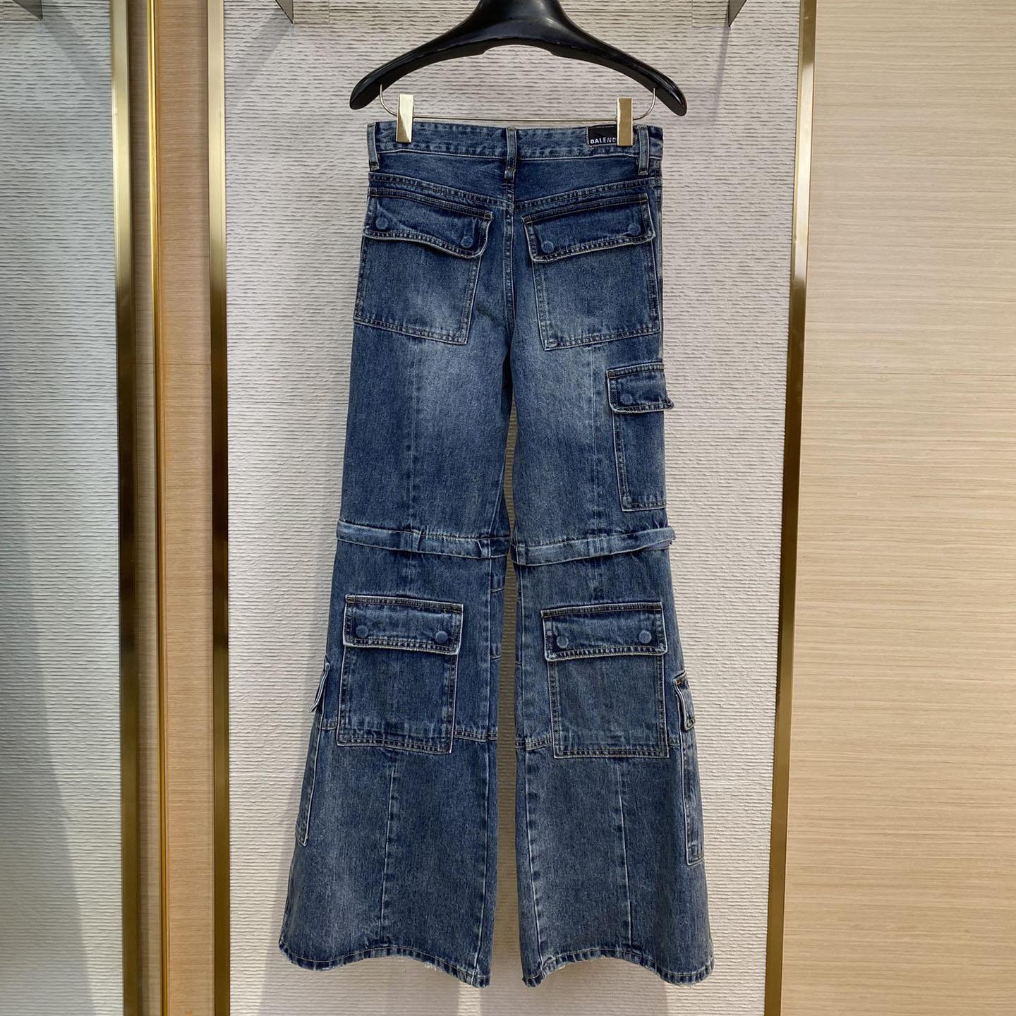 Balenciaga Flared Cargo Pants In Dark Blue - EUR FASHION