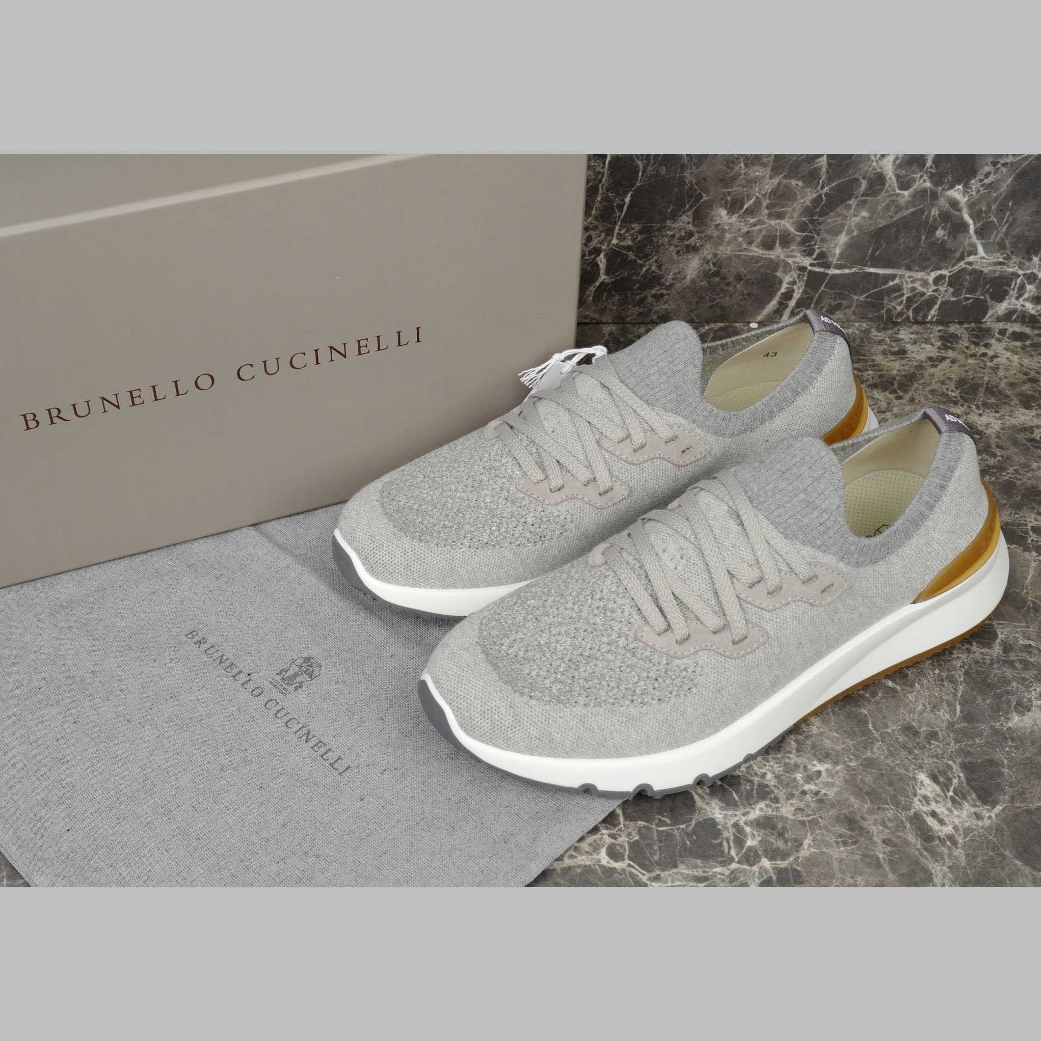 Brunello Cucinelli Cotton Chiné Knit Runners - EUR FASHION