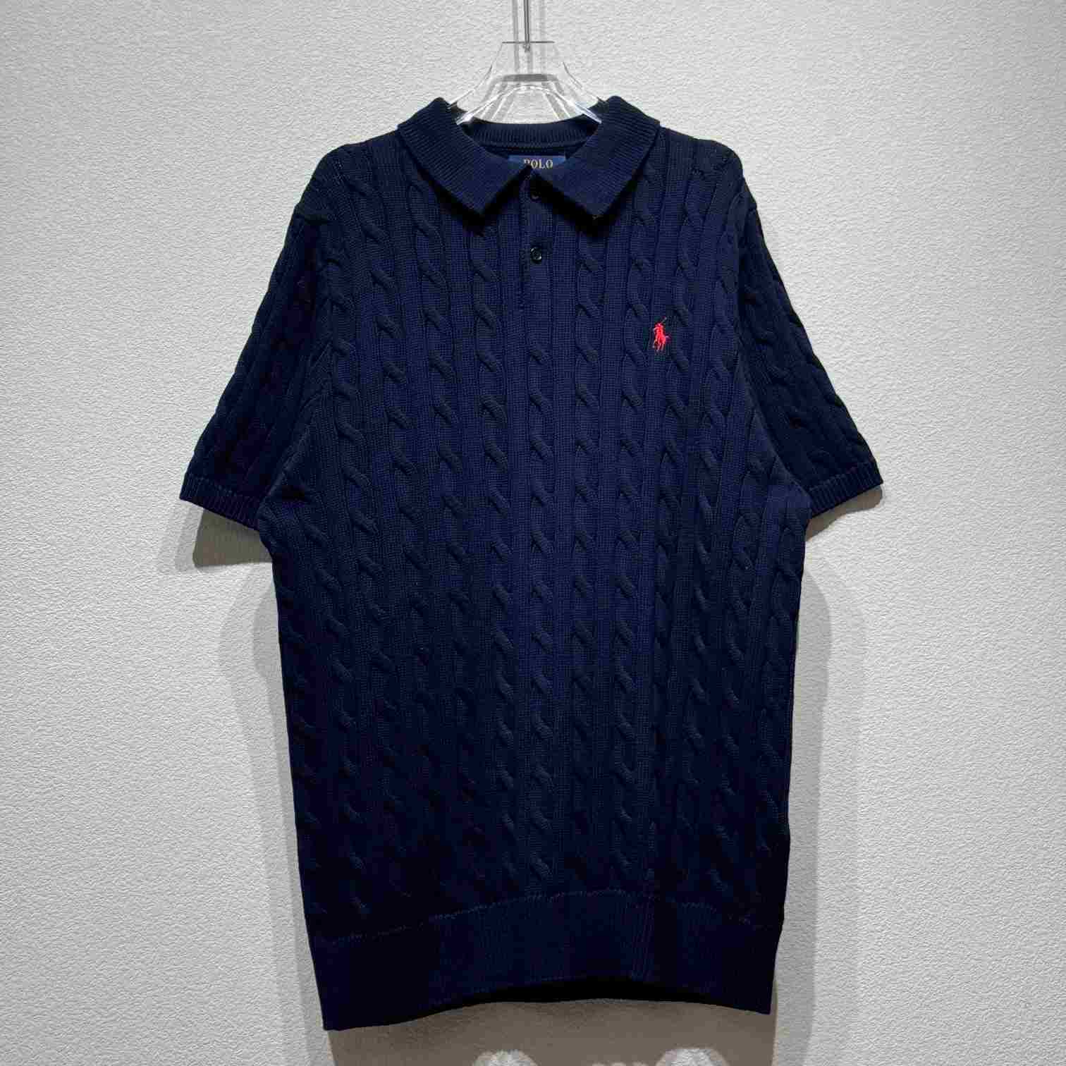 Ralph Lauren Cable-Knit Cotton Polo-Collar Sweater - EUR FASHION