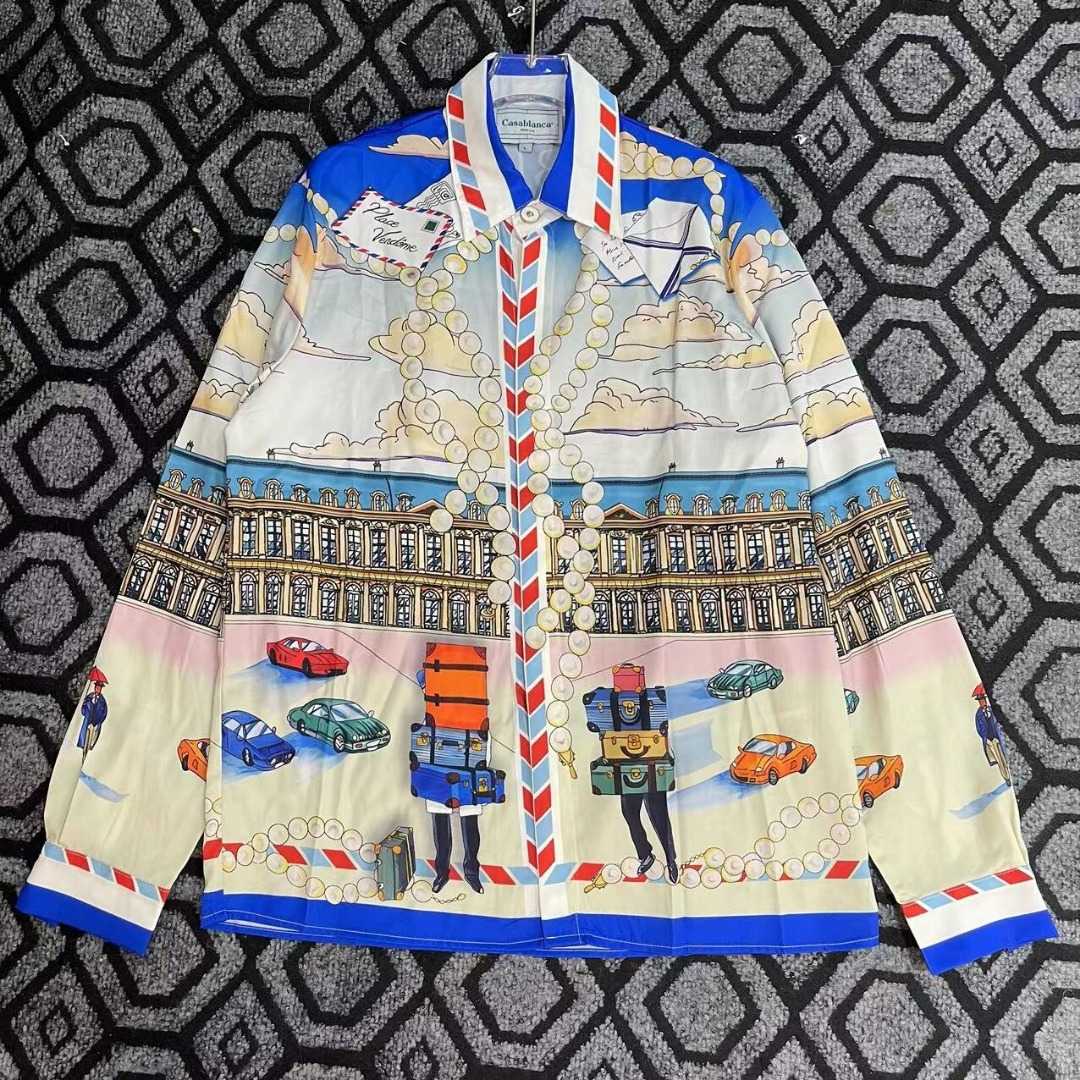 Casablanca Long-Sleeve Silk Shirt 'Place Casa' - EUR FASHION