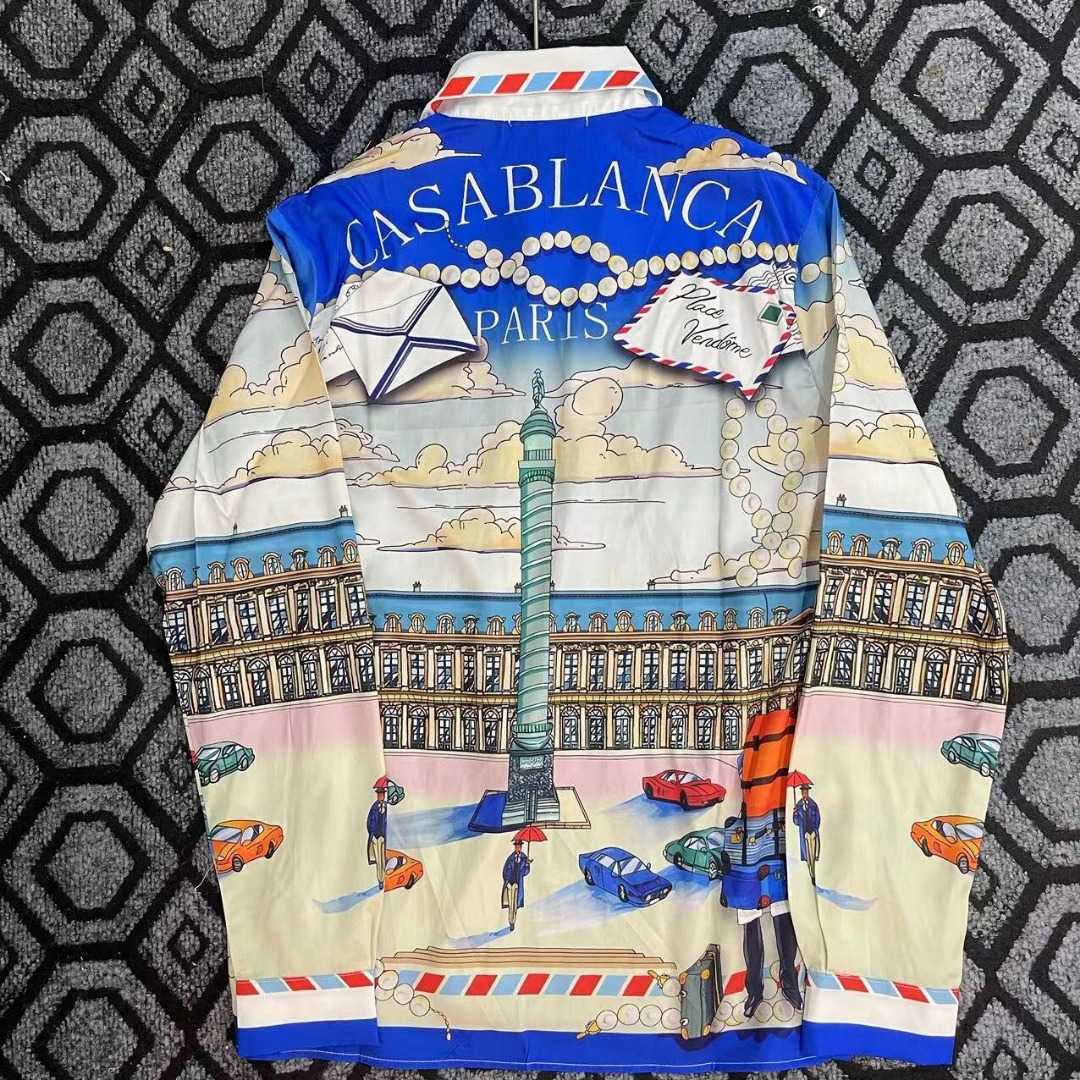 Casablanca Long-Sleeve Silk Shirt 'Place Casa' - EUR FASHION