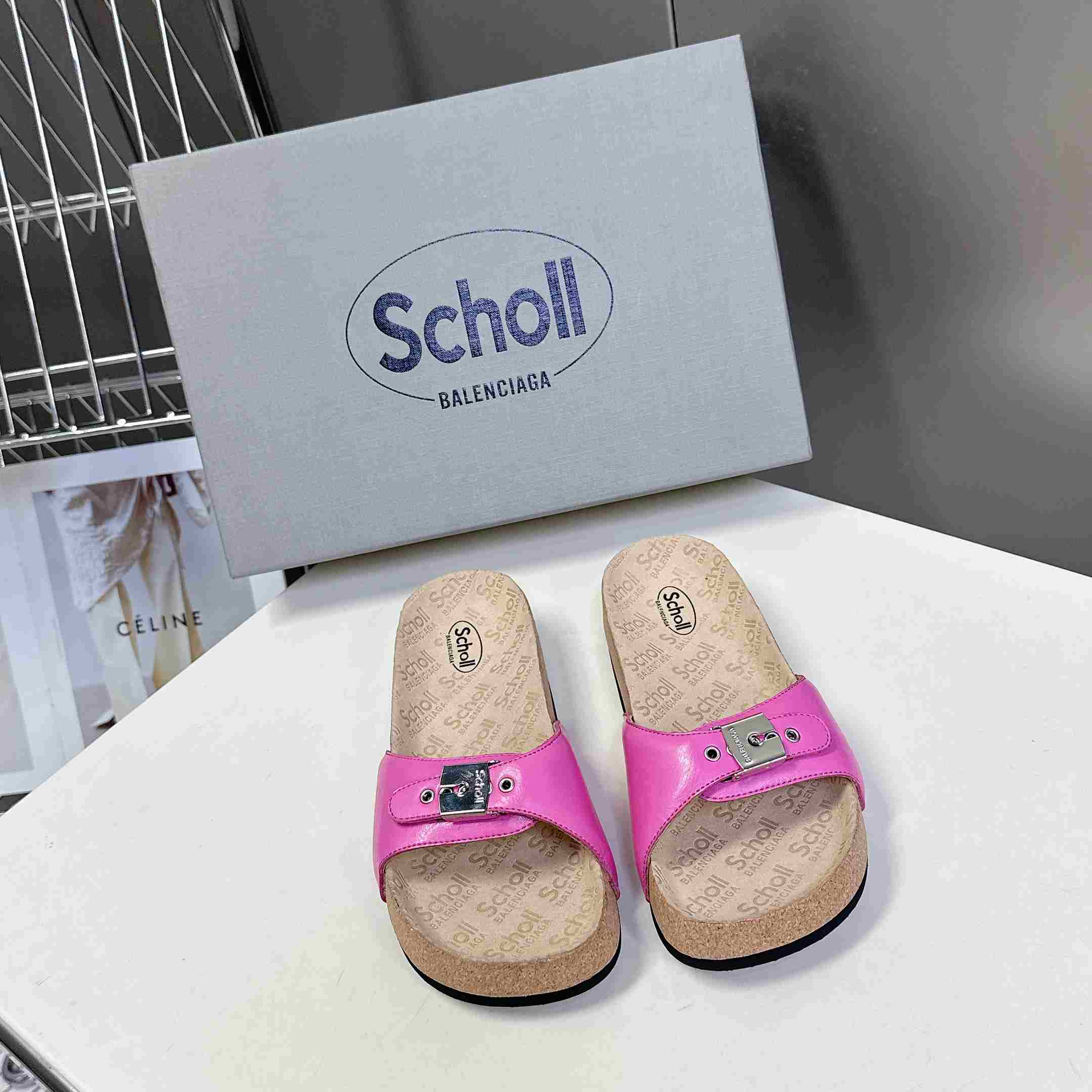 Balenciaga Scholl Flat Sandal In Glossy Pink - EUR FASHION
