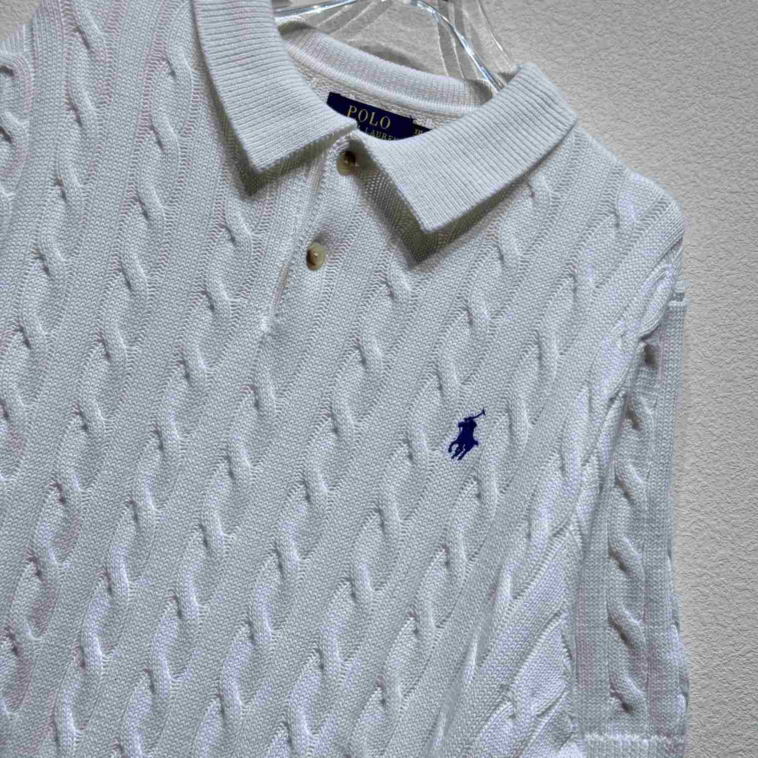Ralph Lauren Cable-Knit Cotton Polo-Collar Sweater - EUR FASHION