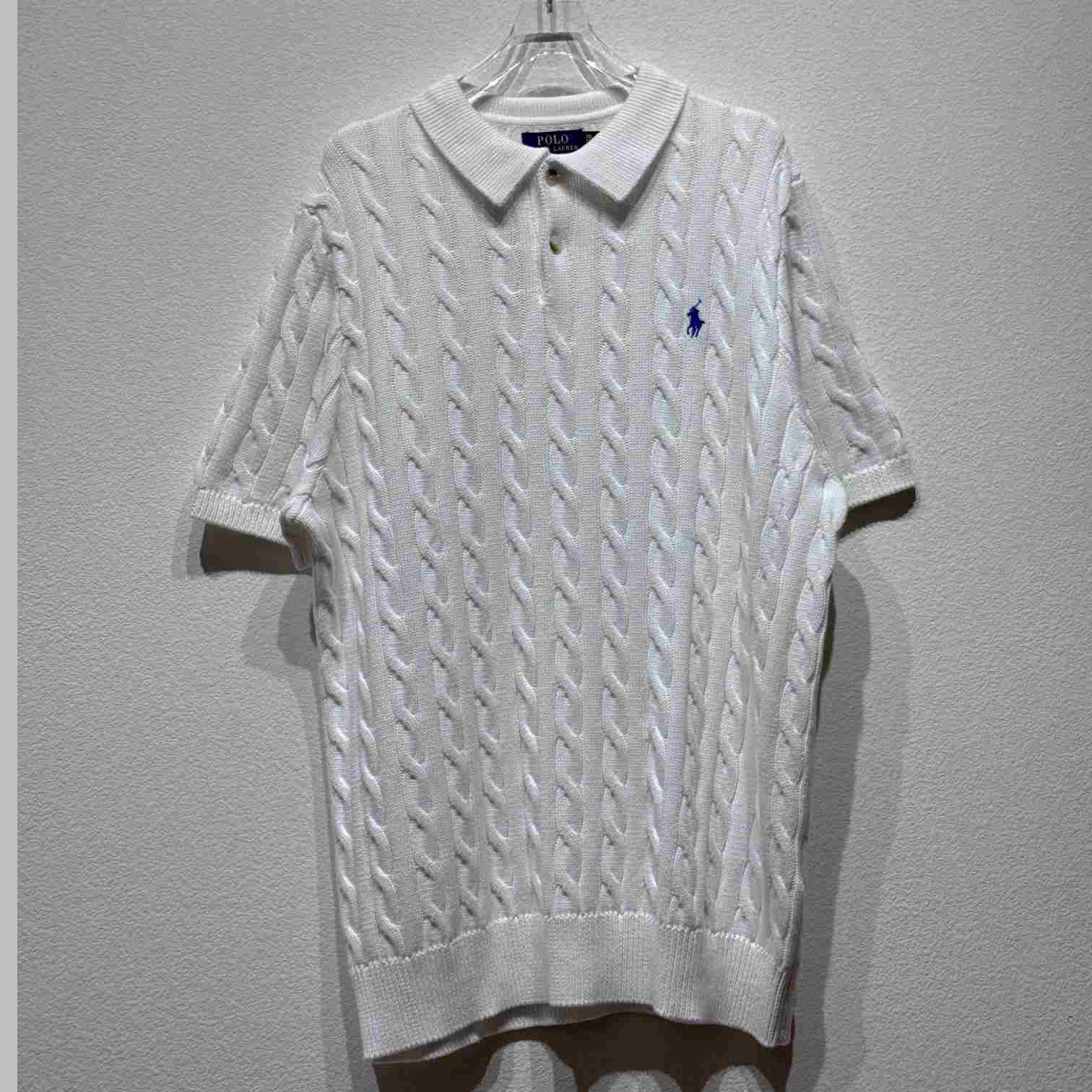 Ralph Lauren Cable-Knit Cotton Polo-Collar Sweater - EUR FASHION