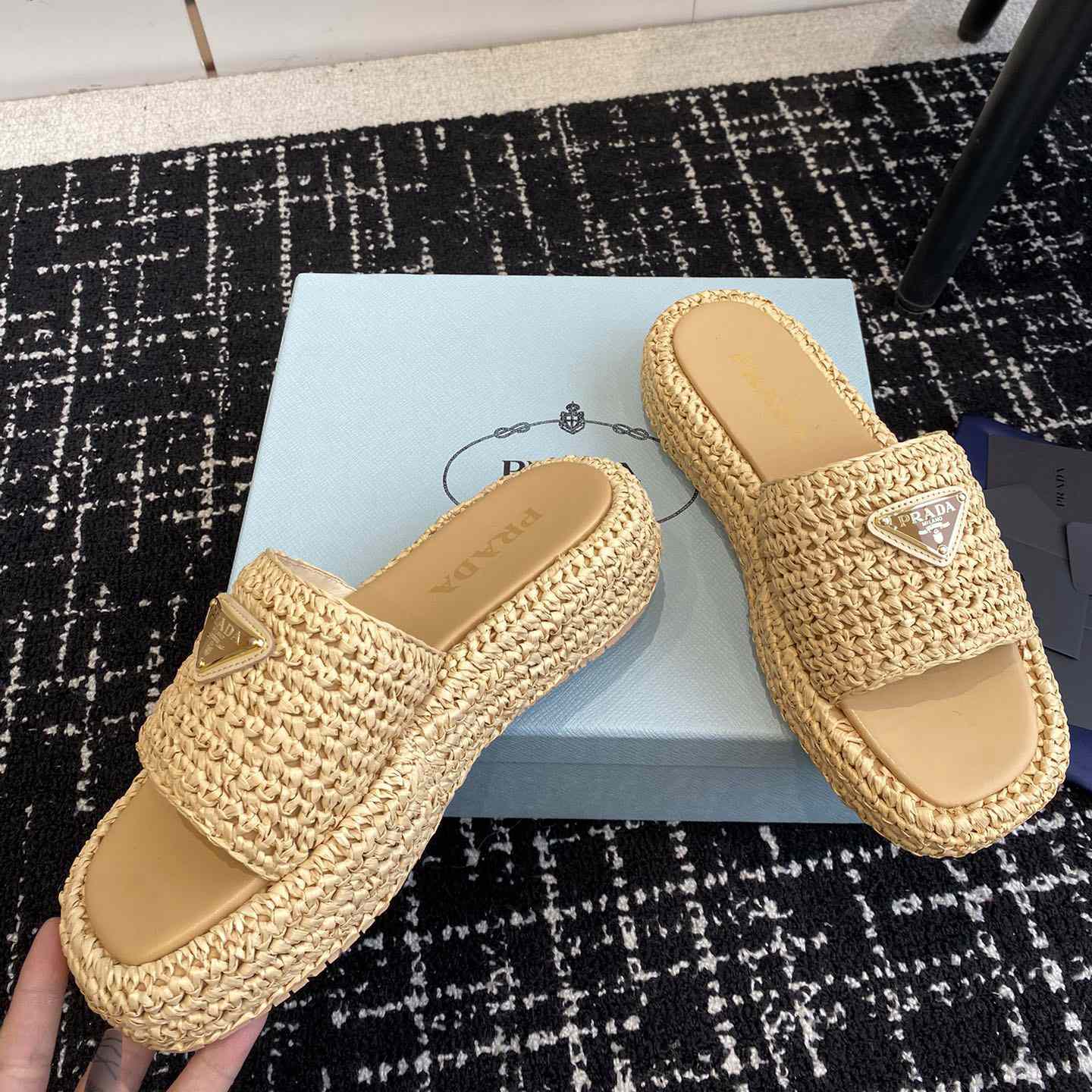 Prada Crochet Flatform Slides - EUR FASHION