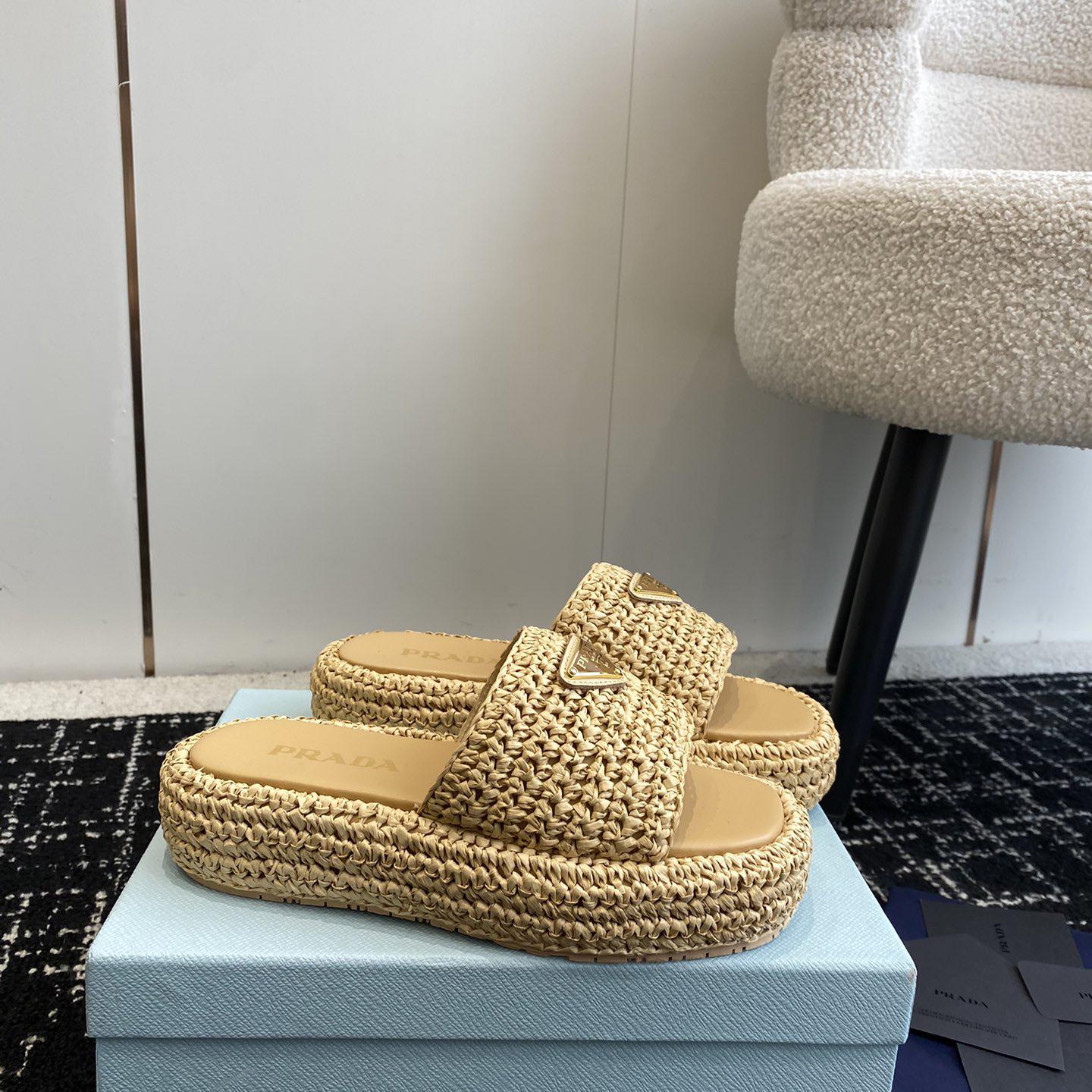 Prada Crochet Flatform Slides - EUR FASHION