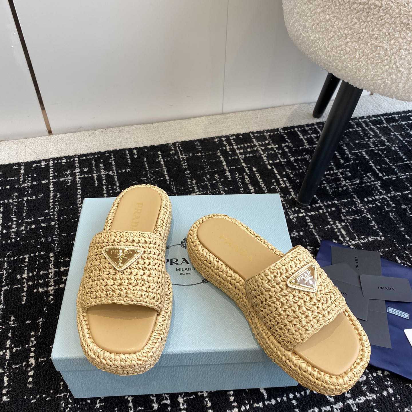 Prada Crochet Flatform Slides - EUR FASHION