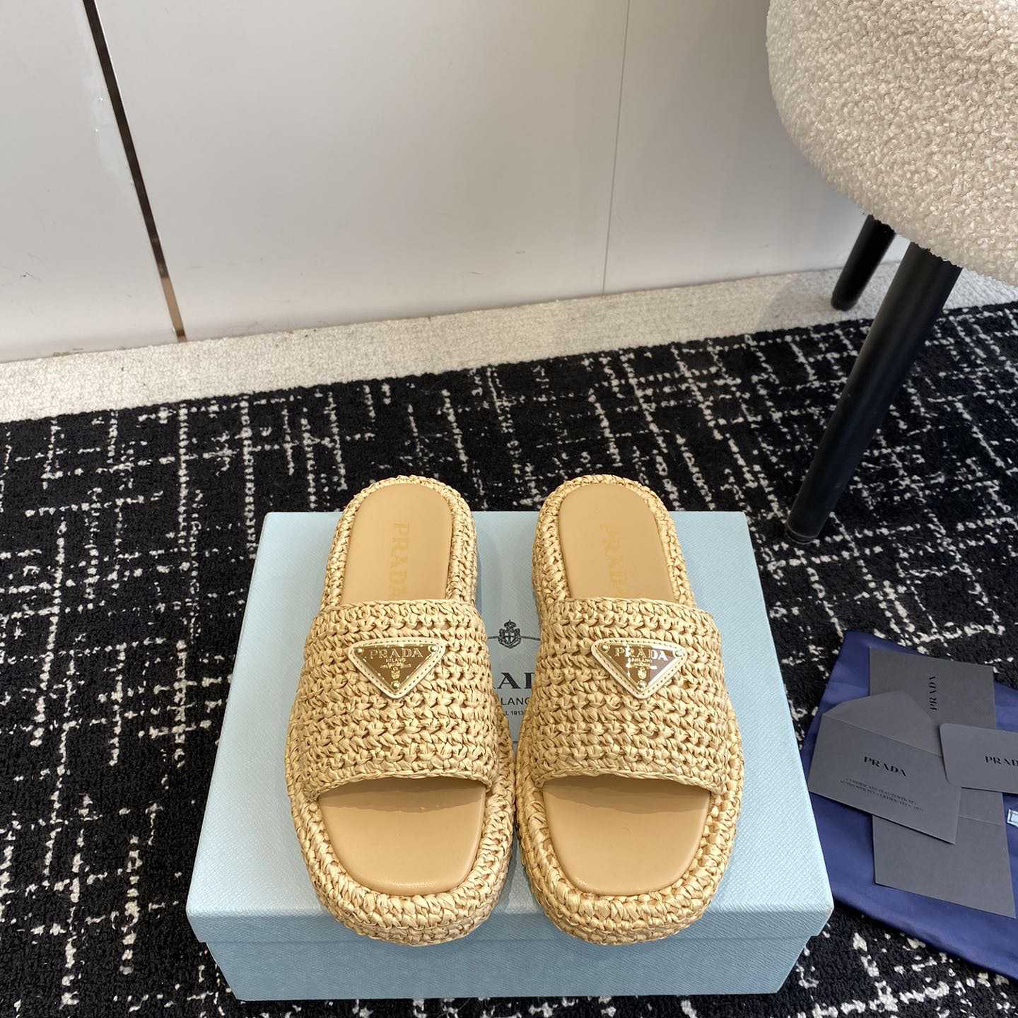 Prada Crochet Flatform Slides - EUR FASHION