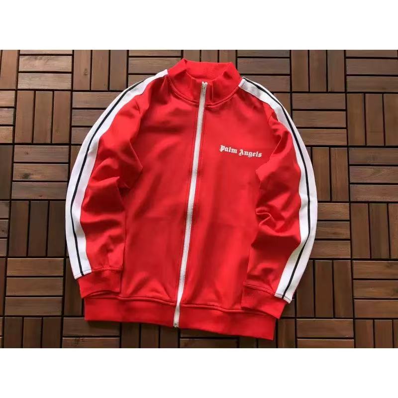 Palm Angels Zip Up Track Jacket 'Red/White' - EUR FASHION