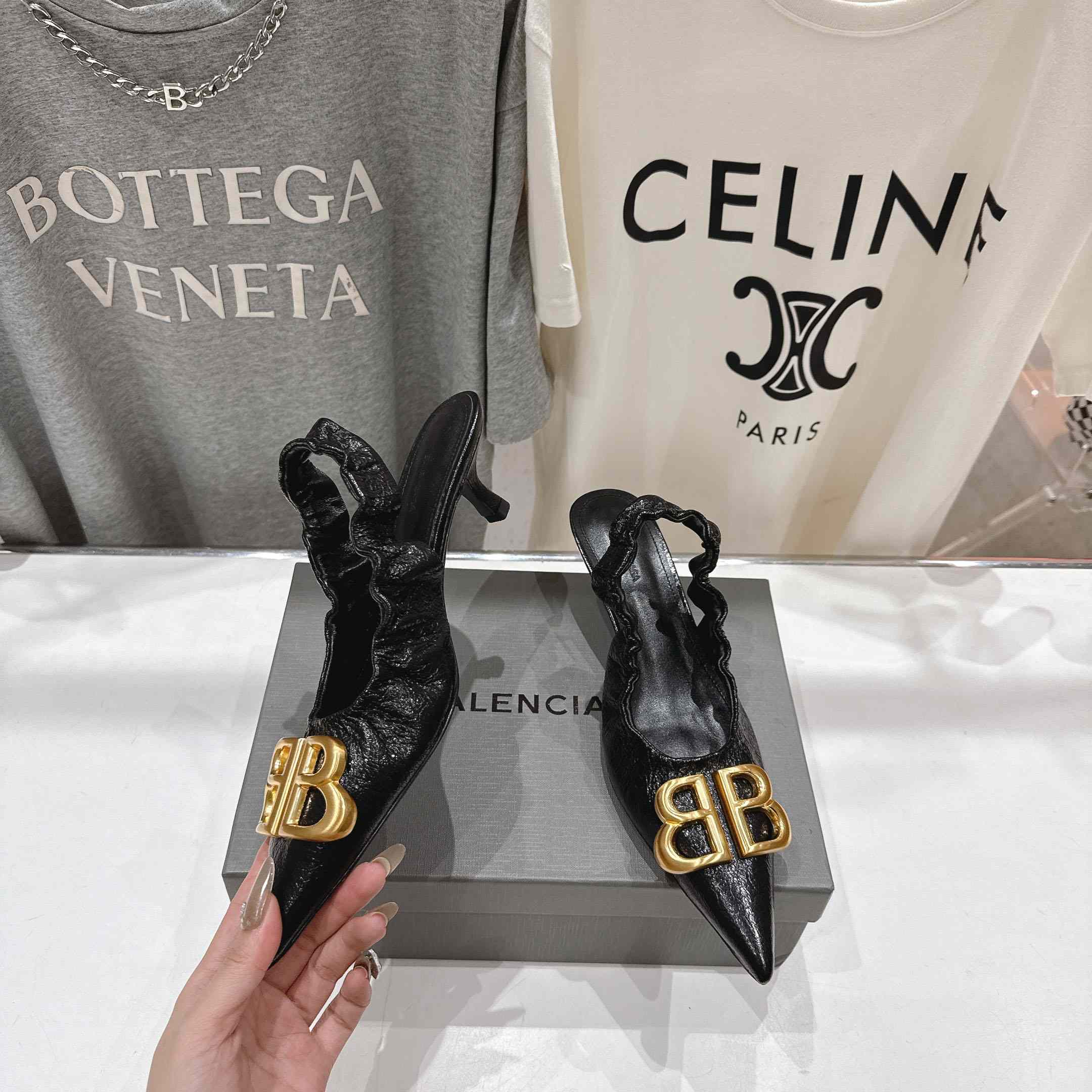 Balenciaga Monaco 50mm Slingback In Black Arena Lambskin - EUR FASHION
