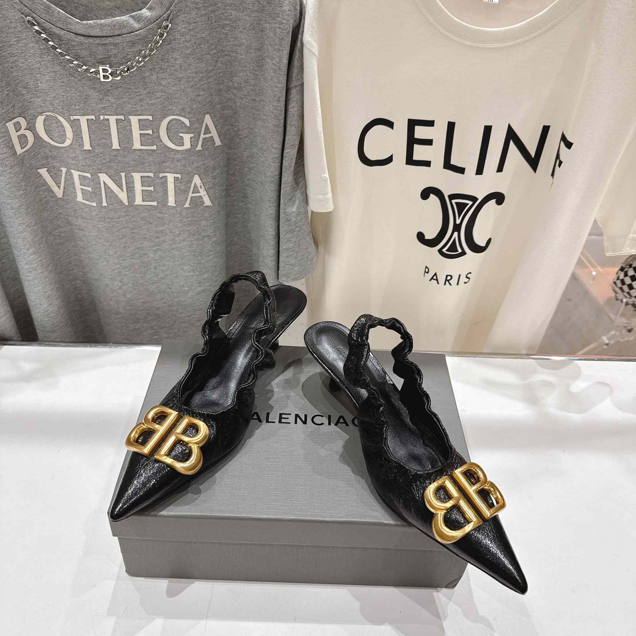 Balenciaga Monaco 50mm Slingback In Black Arena Lambskin - EUR FASHION