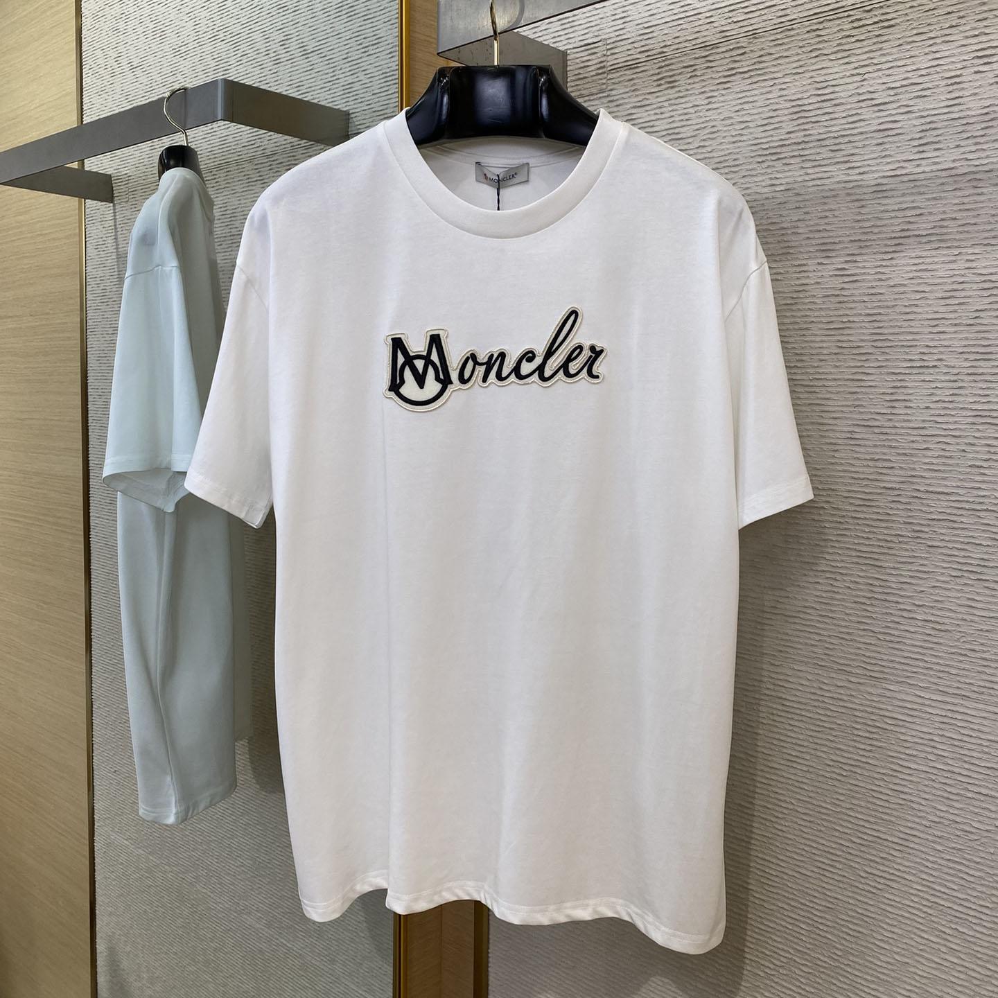 Moncler Embroidered Varsity Logo Cotton T-shirt - EUR FASHION