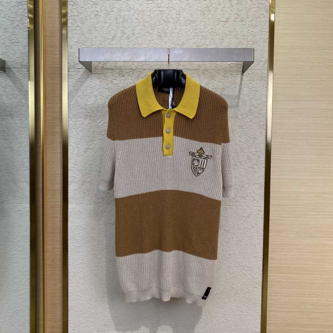 Fendi Yellow And Beige Cotton Jersey Polo Shirt - EUR FASHION