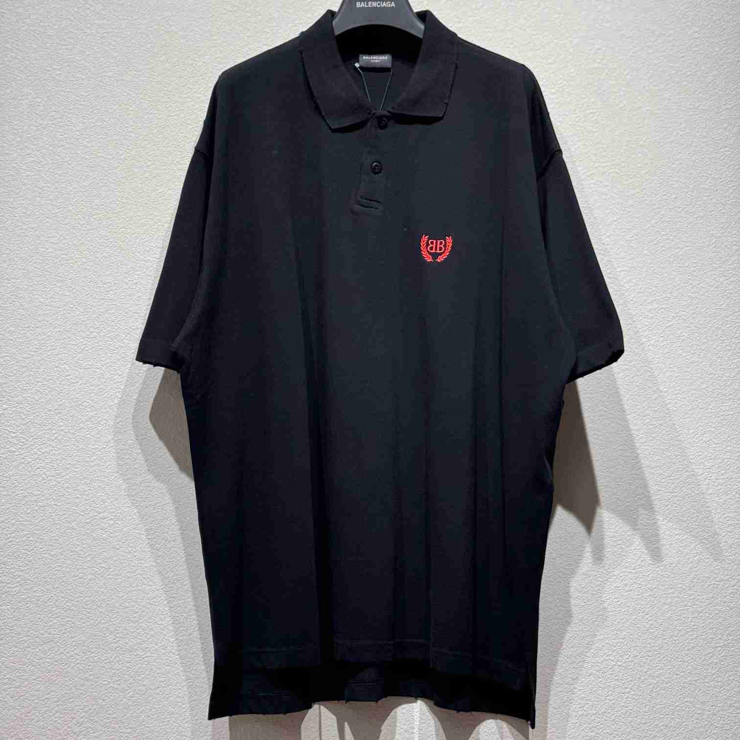 Balenciaga Laurel Classic Short Sleeve Regular Polo In Faded Black  - EUR FASHION