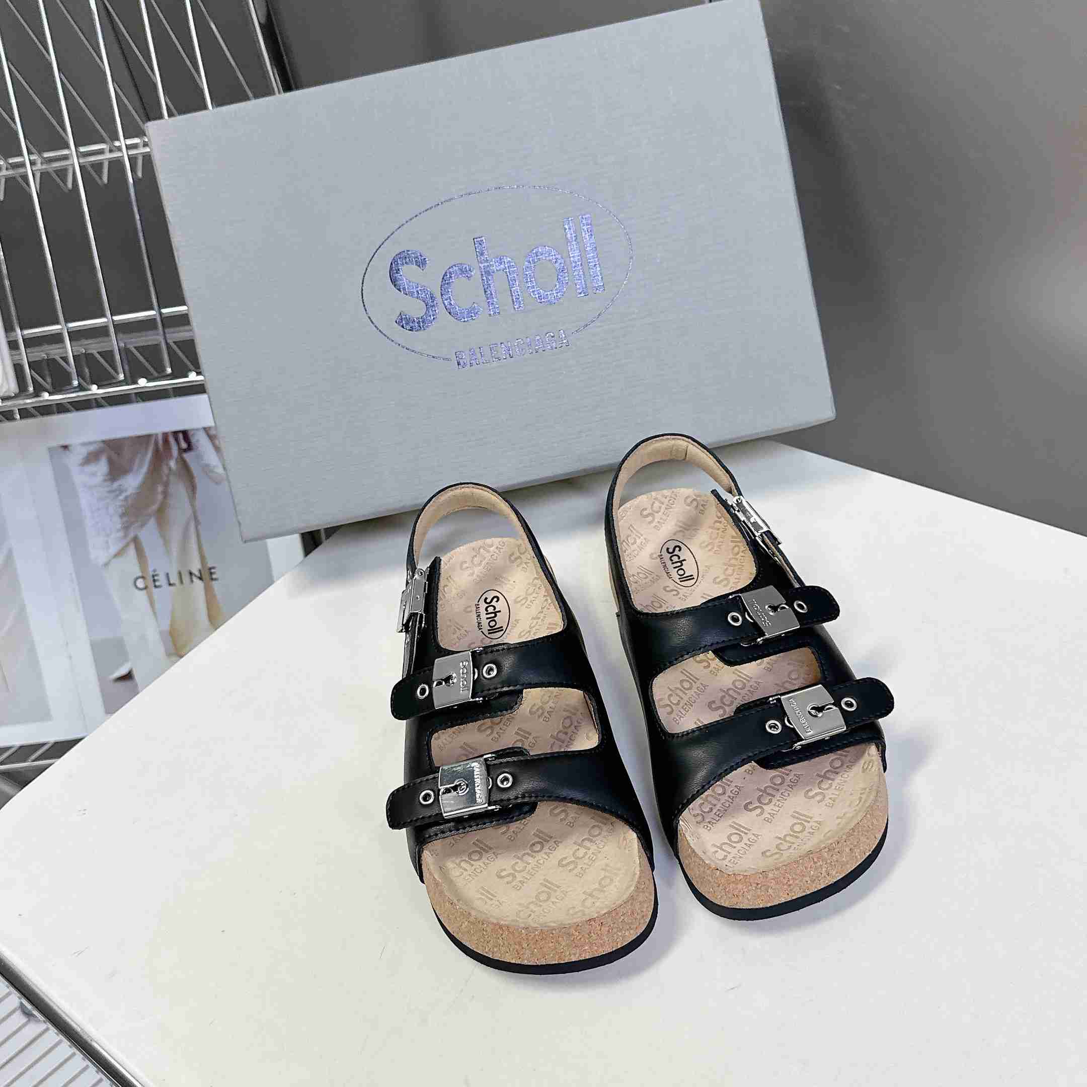 Balenciaga Scholl Flat Sandal In Black - EUR FASHION