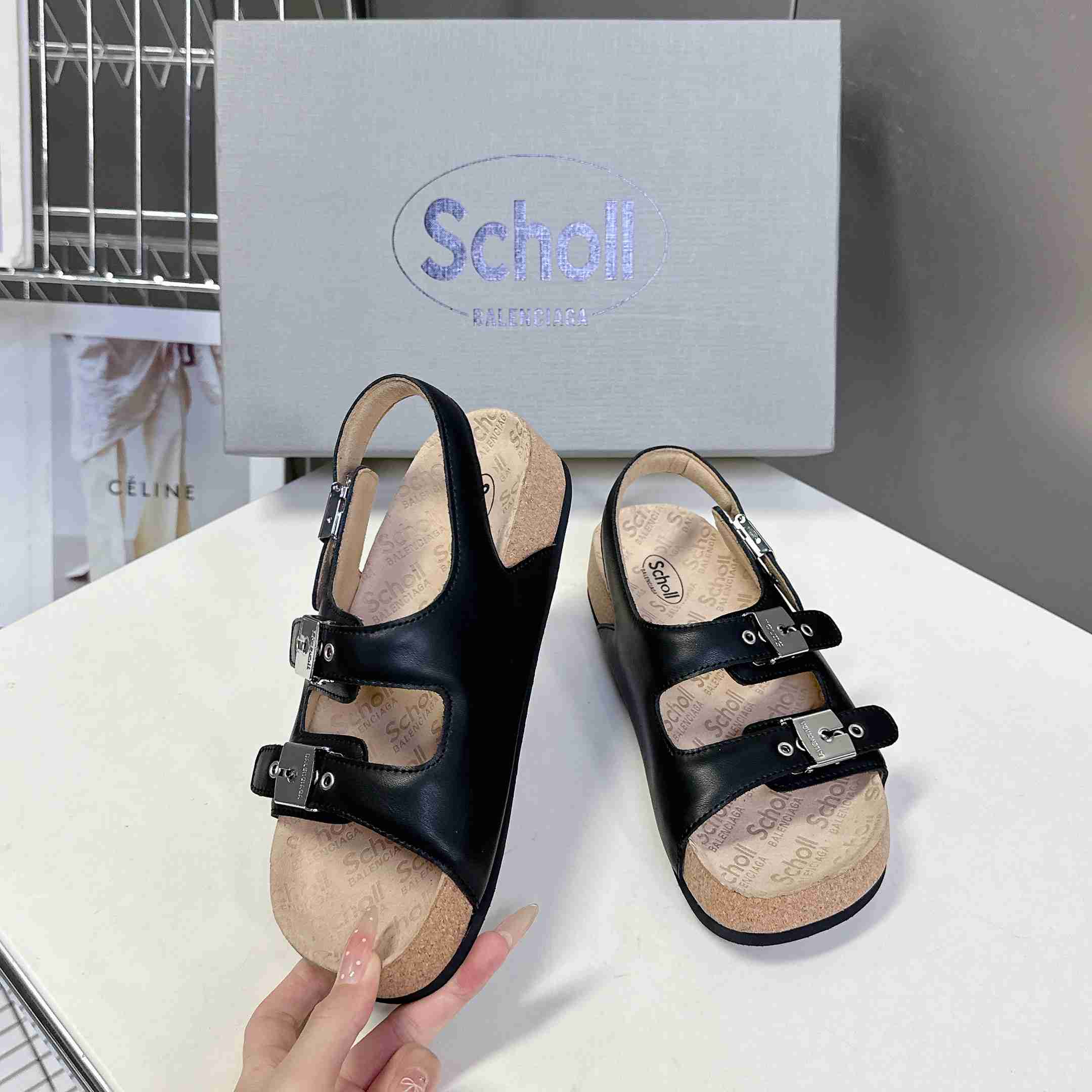 Balenciaga Scholl Flat Sandal In Black - EUR FASHION