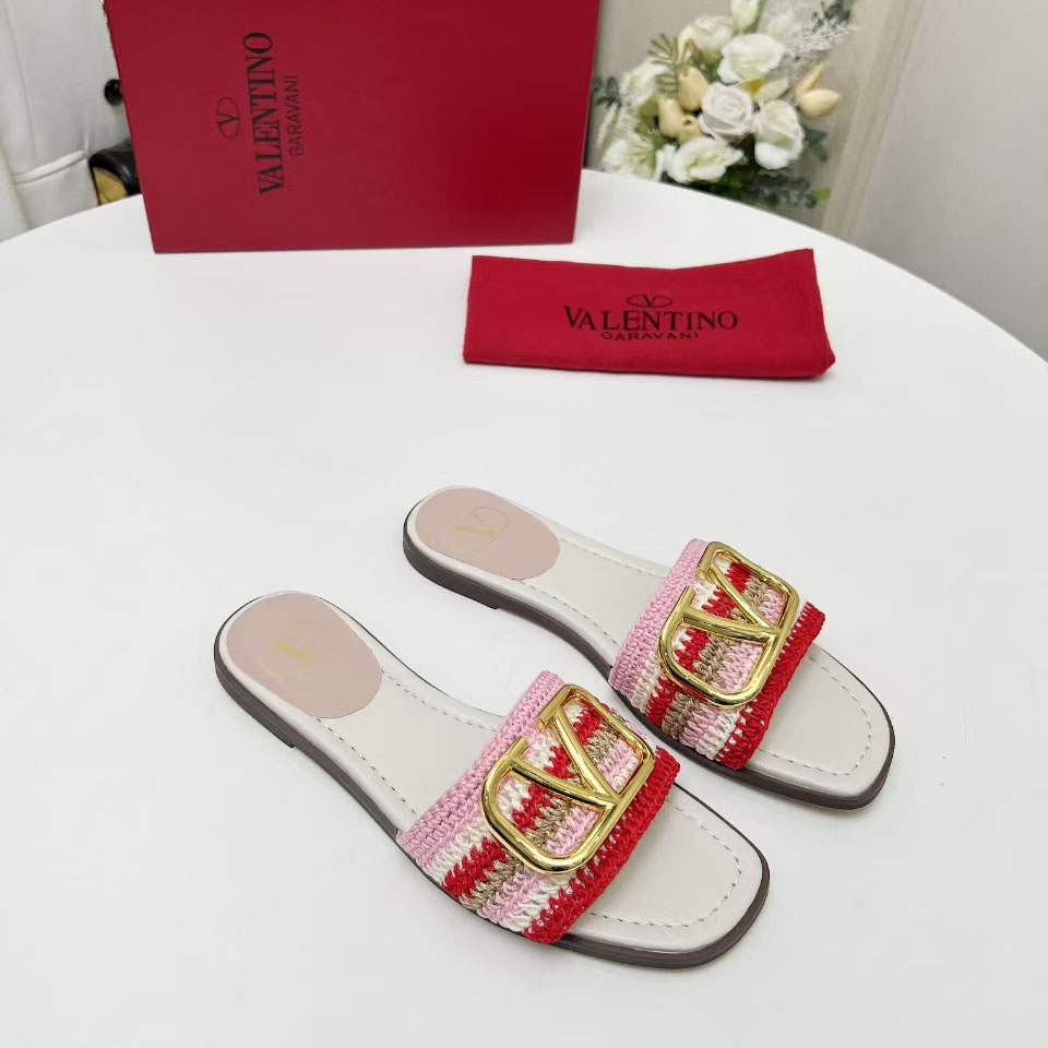 Valent Women's Pink Flat Sandals - EUR FASHION