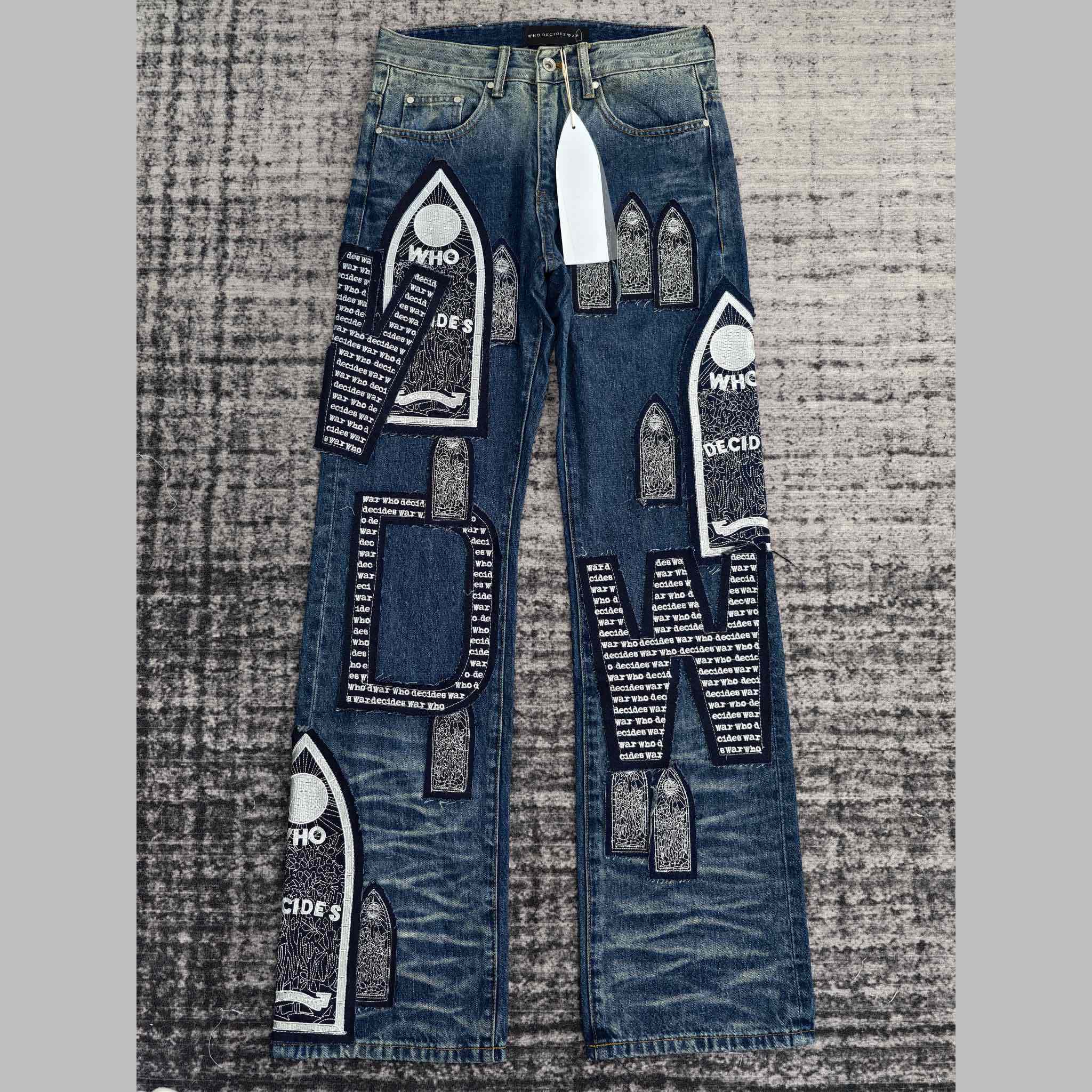 Who Decides War Motif Patched Jeans   702 - EUR FASHION
