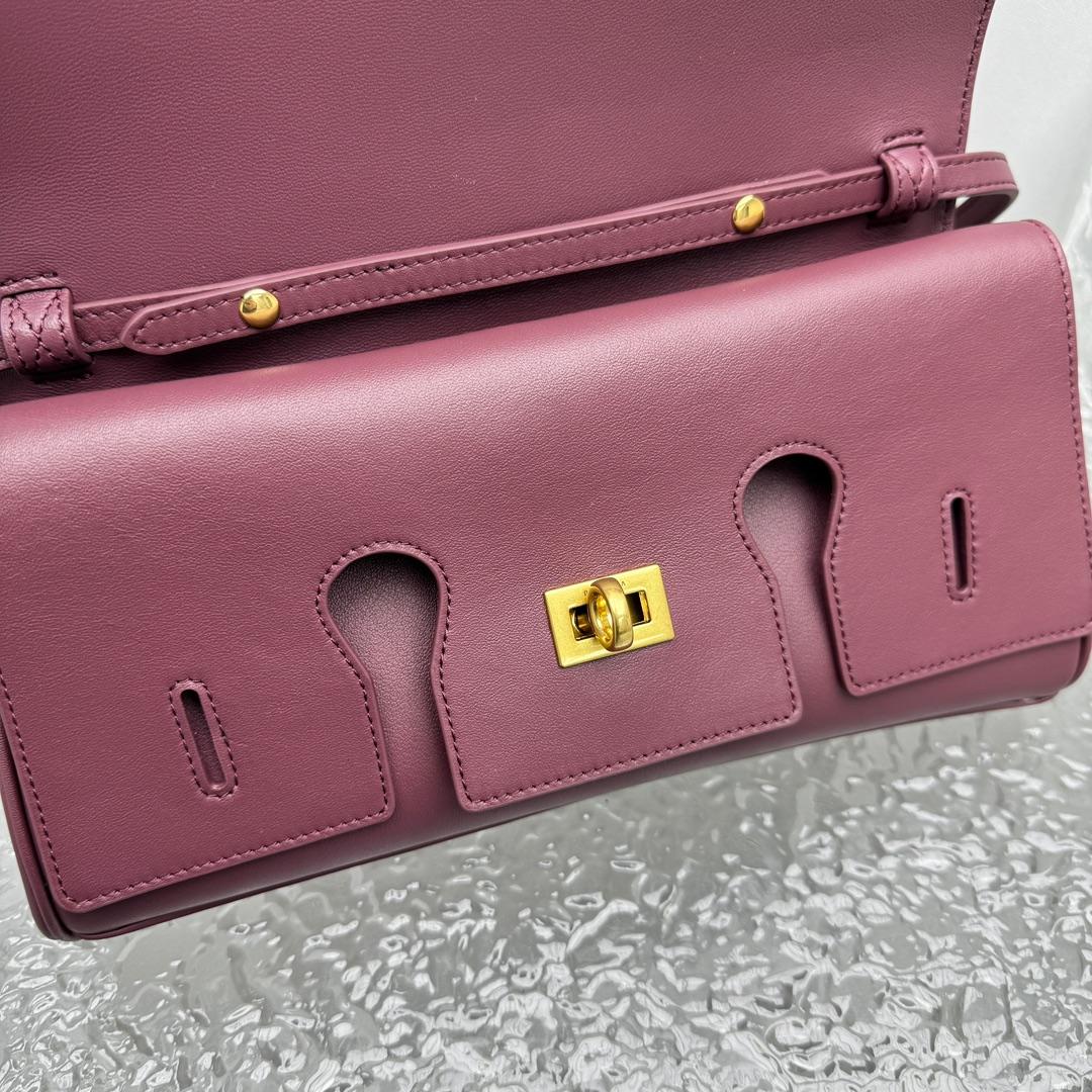 Balenciaga Bel Air Clutch On Strap Small In Dark Burgundy - EUR FASHION
