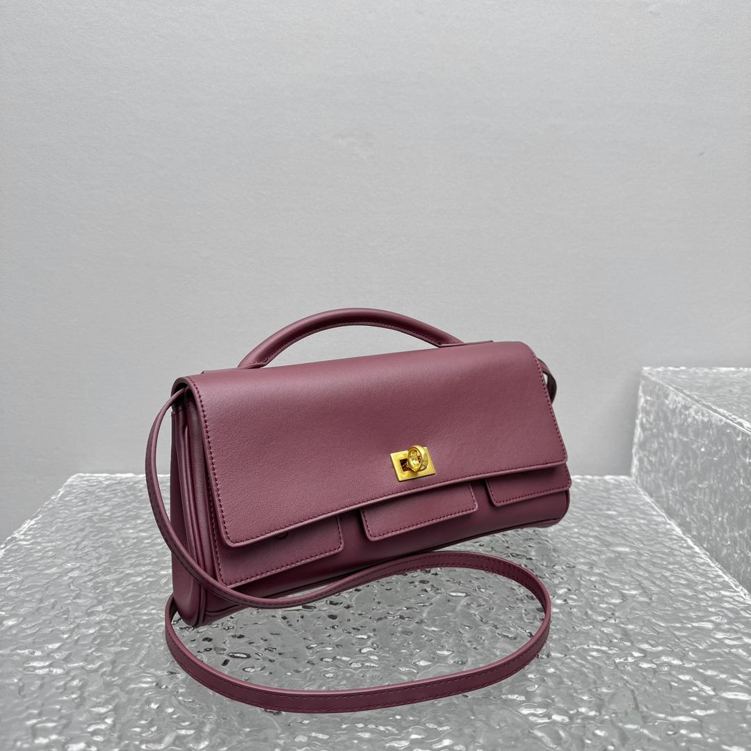 Balenciaga Bel Air Clutch On Strap Small In Dark Burgundy - EUR FASHION