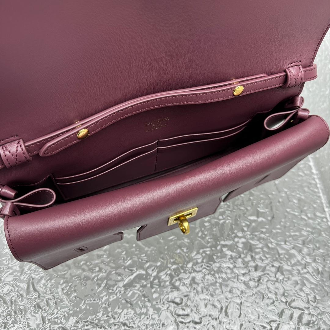 Balenciaga Bel Air Clutch On Strap Small In Dark Burgundy - EUR FASHION