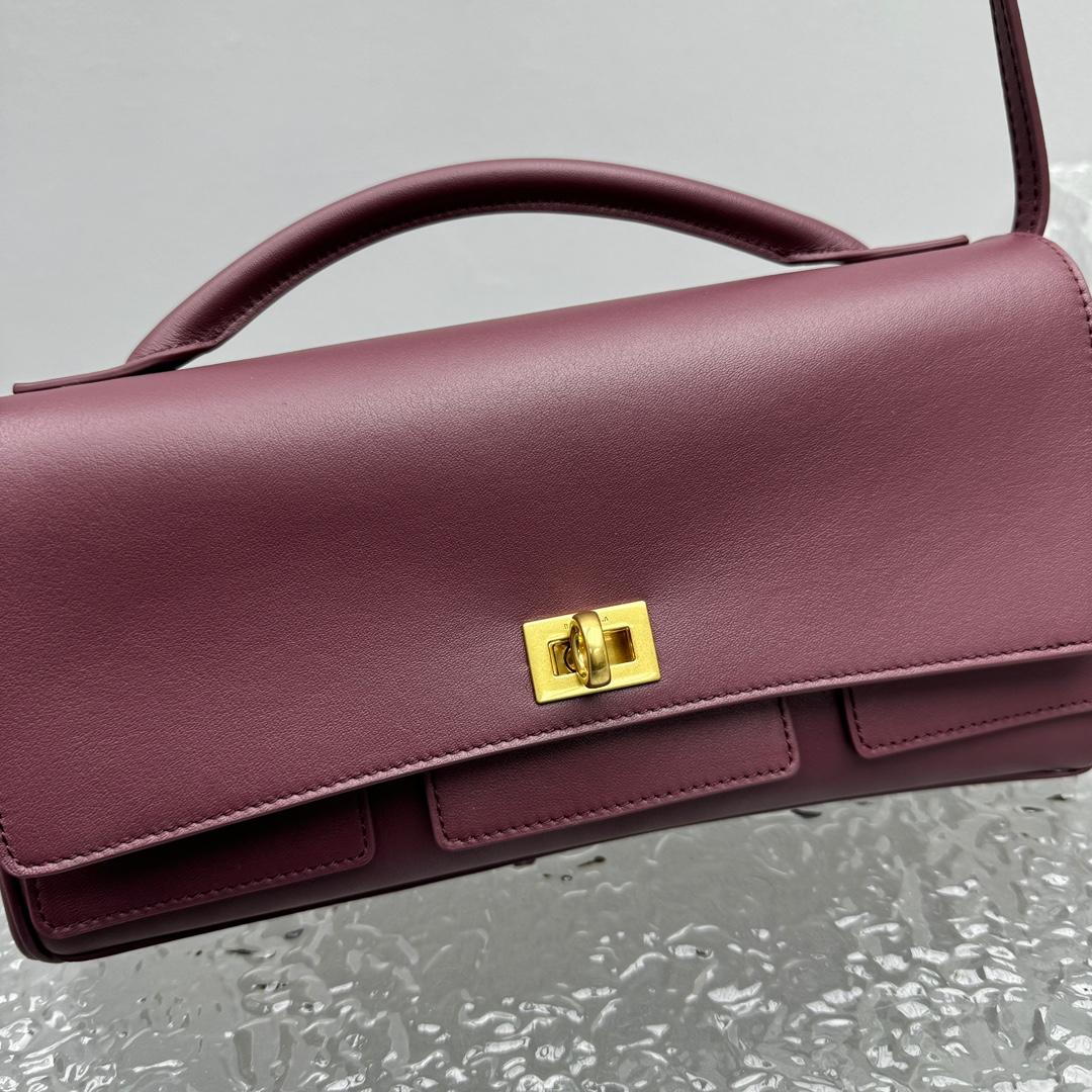 Balenciaga Bel Air Clutch On Strap Small In Dark Burgundy - EUR FASHION