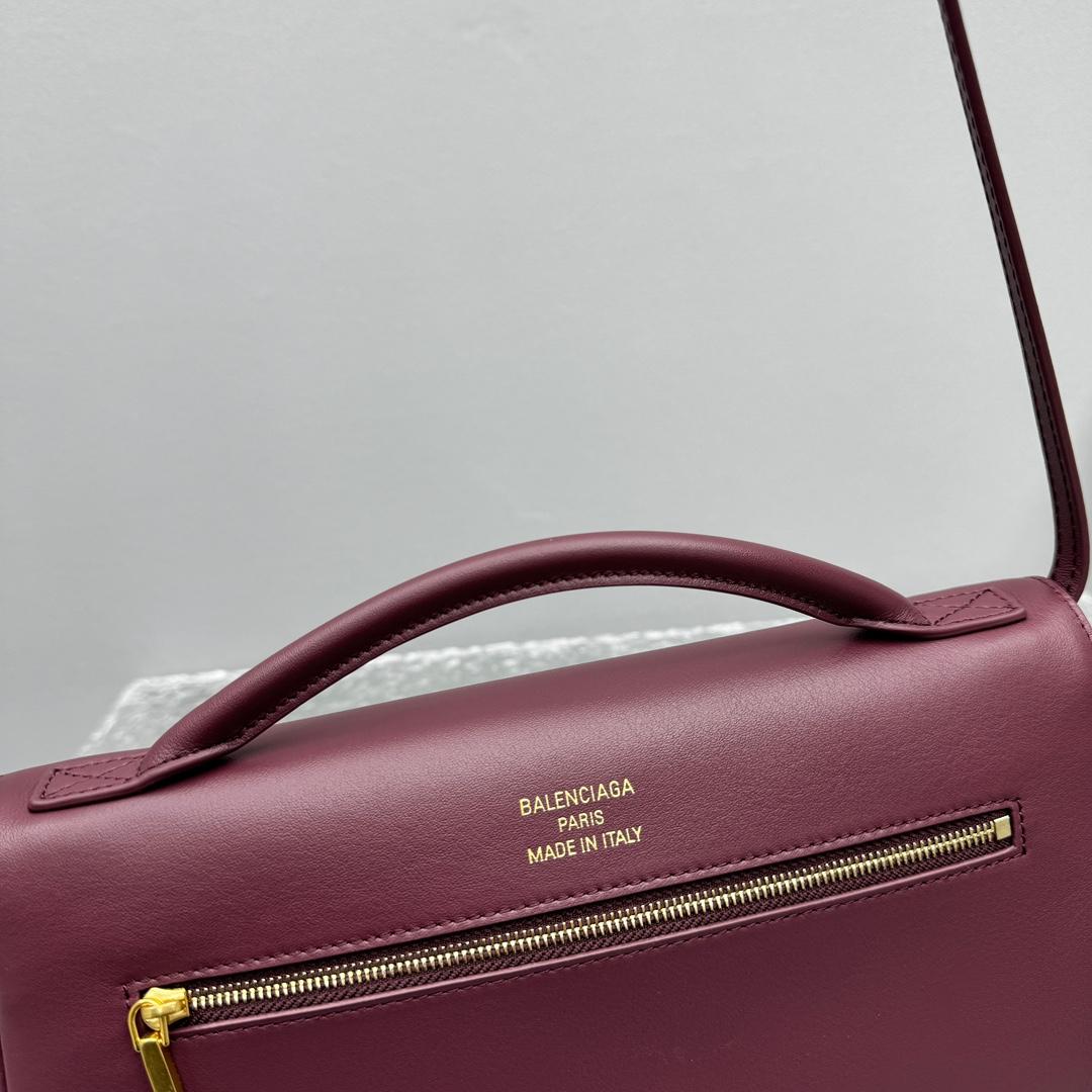 Balenciaga Bel Air Clutch On Strap Small In Dark Burgundy - EUR FASHION