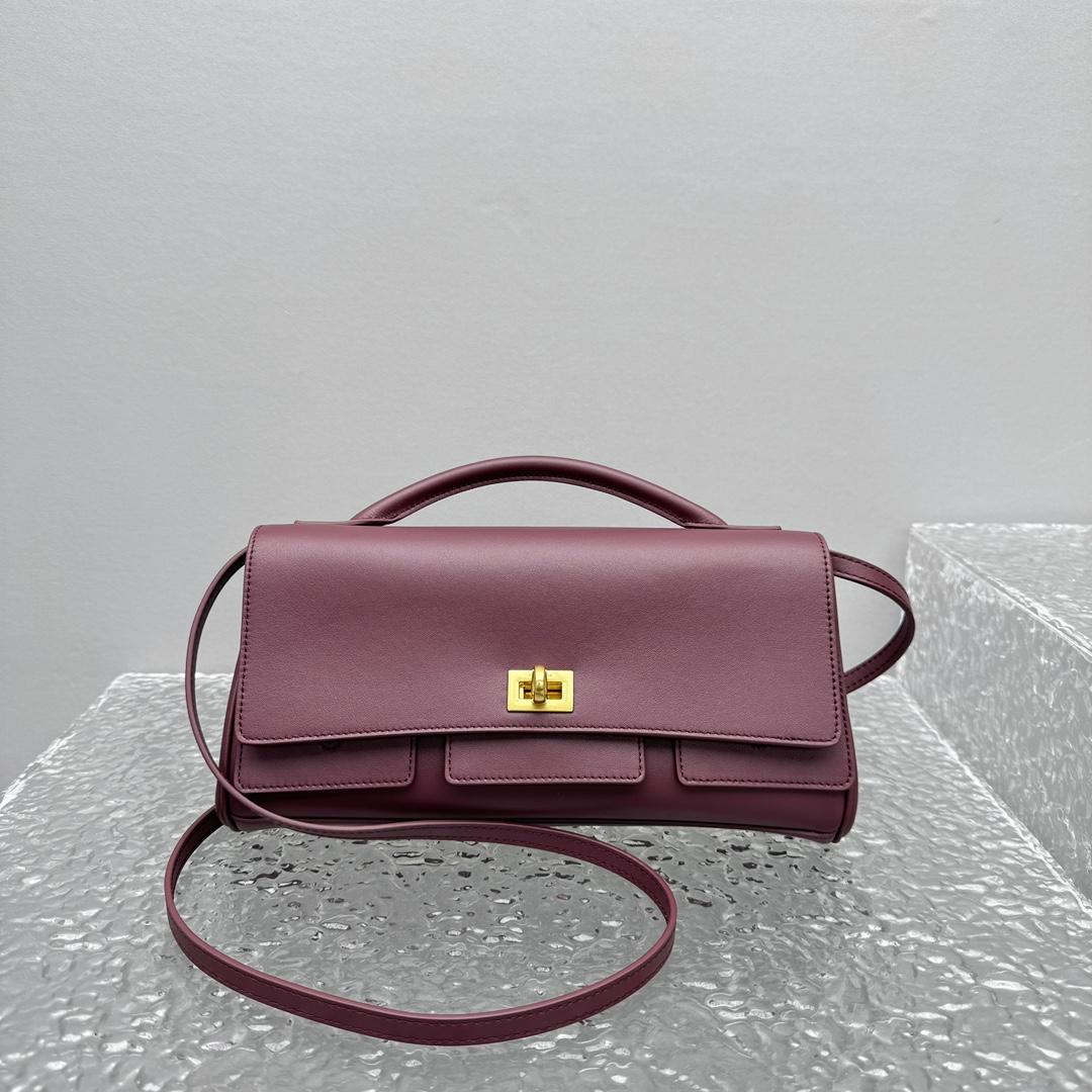 Balenciaga Bel Air Clutch On Strap Small In Dark Burgundy - EUR FASHION