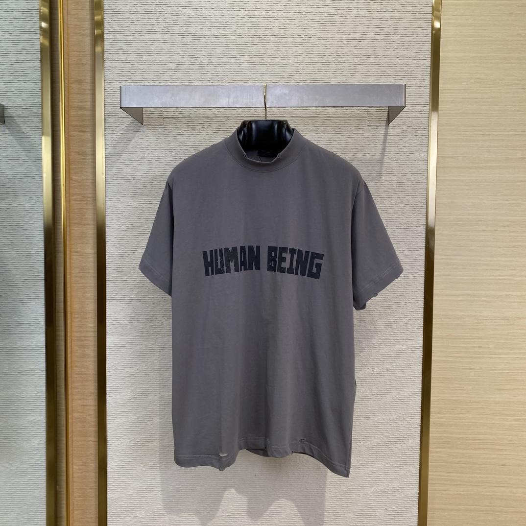 Balenciaga Human Being Shifted T-Shirt In Dark Grey - EUR FASHION