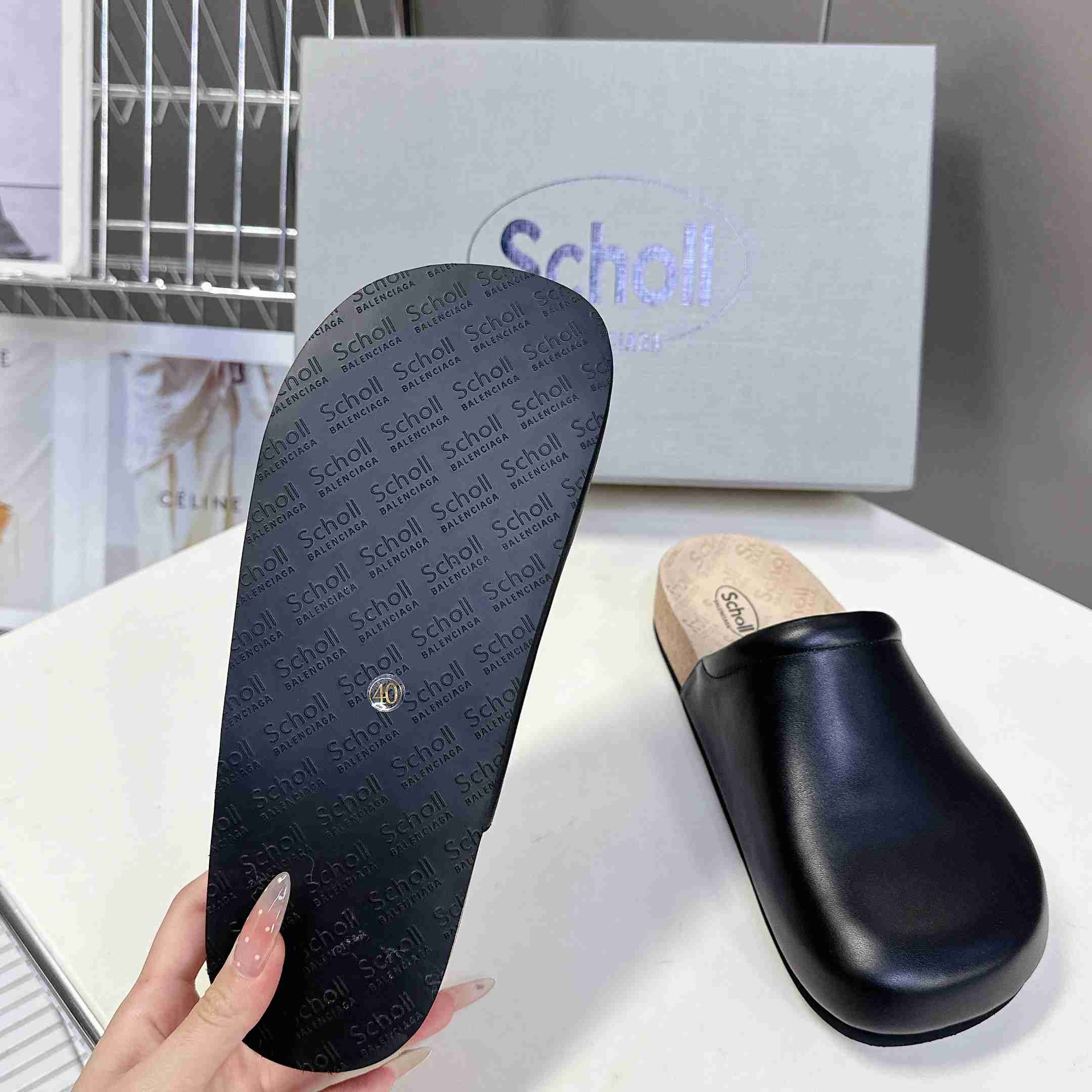 Balenciaga Scholl Flat Mule In Black - EUR FASHION