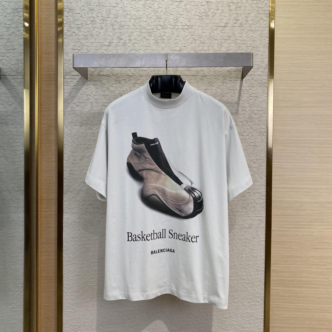Balenciaga Basketball Sneaker T-Shirt Oversized In Dirty White - EUR FASHION