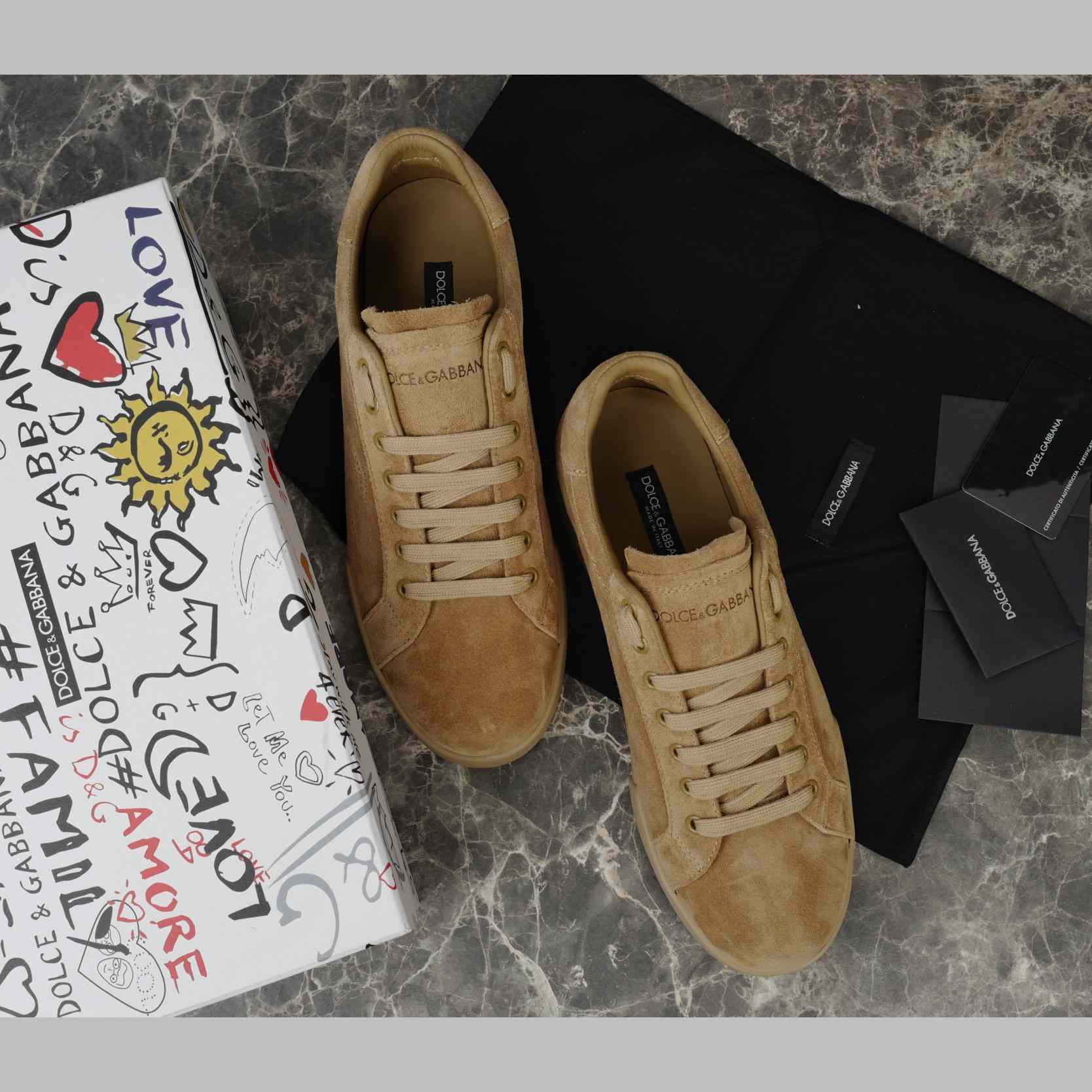 Dolce & Gabbana Calfskin Strobel Portofino Light Sneakers - EUR FASHION