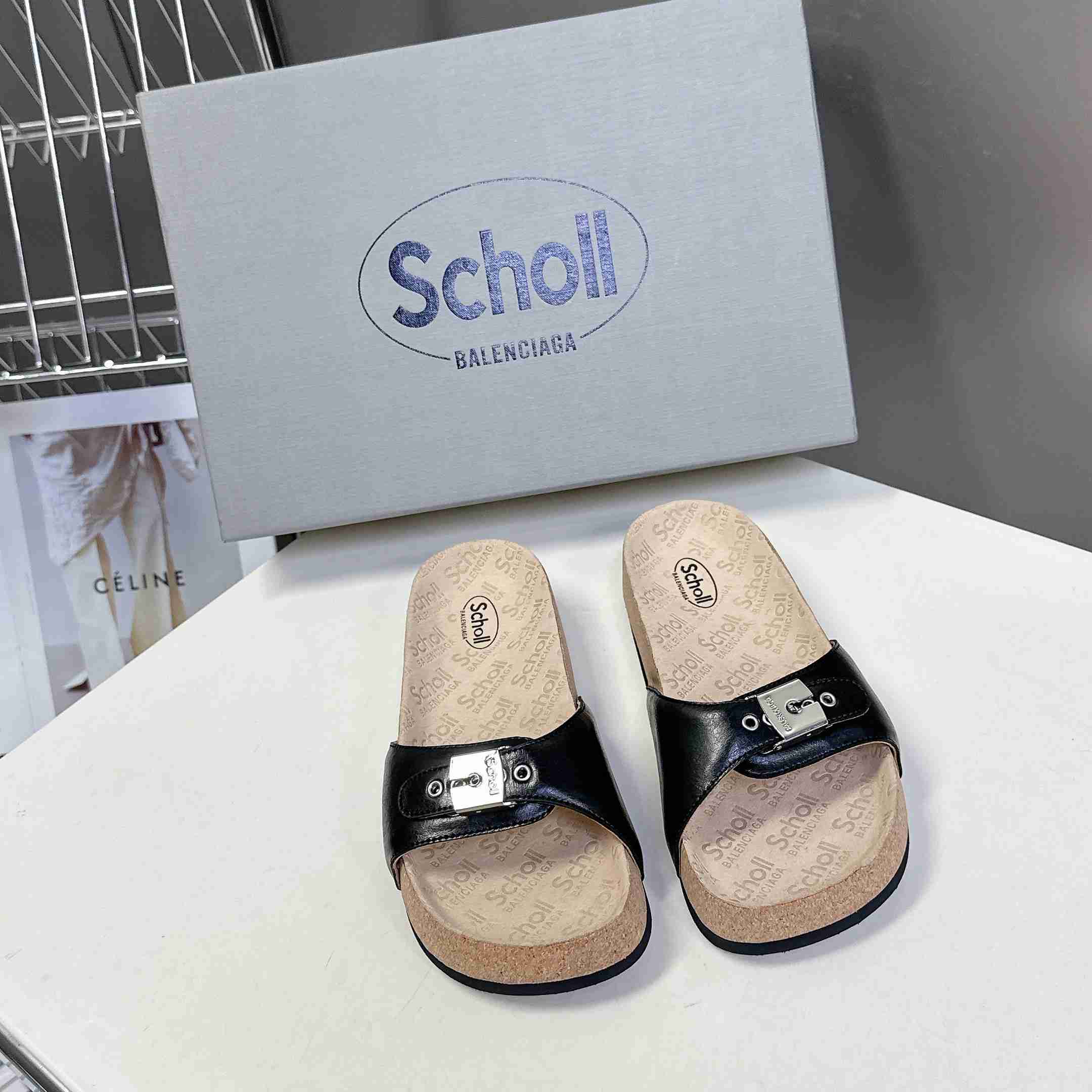 Balenciaga Scholl Flat Sandal In Black - EUR FASHION
