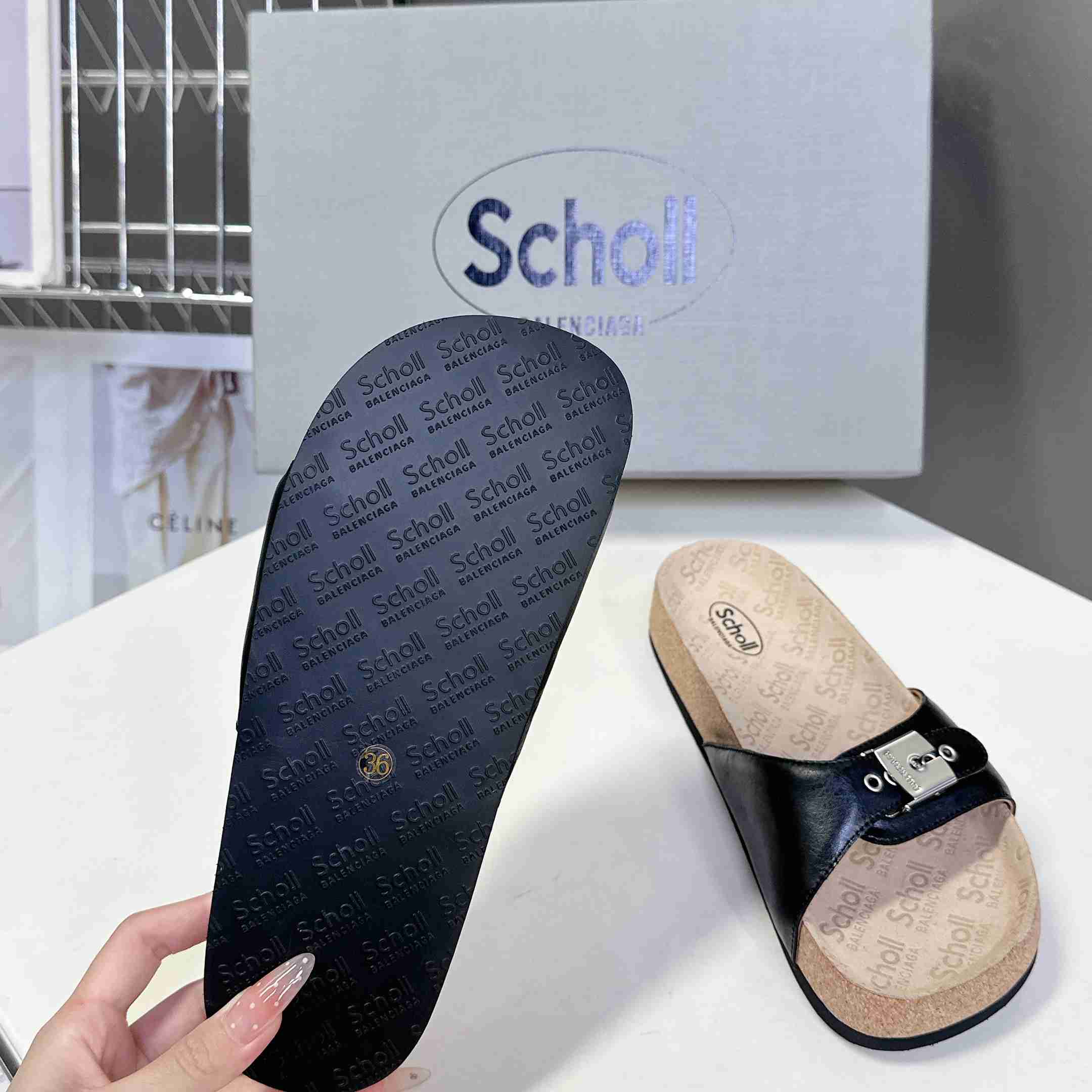 Balenciaga Scholl Flat Sandal In Black - EUR FASHION