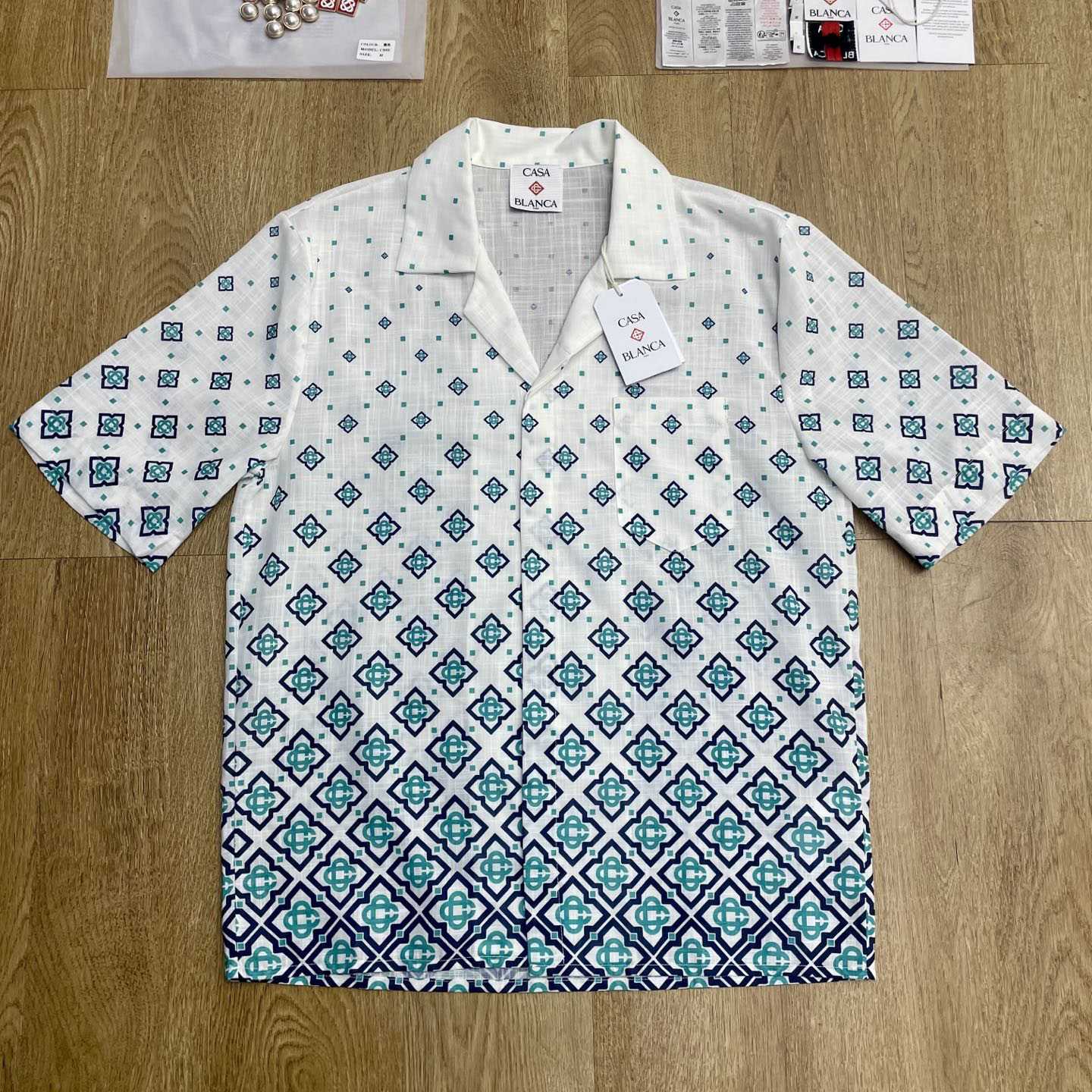 Casablanca Gradient Monogram Short Sleeve Silk Shirt  CA3537 - EUR FASHION