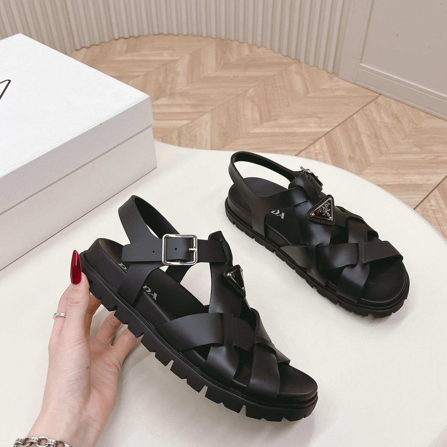 Prada Crisscross Rubber Sandals - EUR FASHION