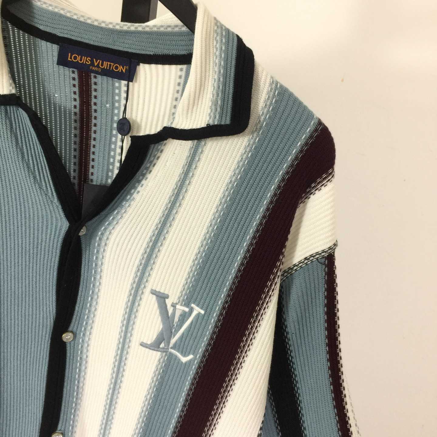 Louis Vuitton Striped Crochet Short-Sleeved Shirt   1AHVOO - EUR FASHION